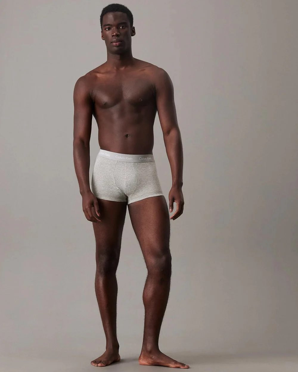 Calvin Klein Cotton Stretch Mens Low Rise Trunk 3 Pack - Black/Grey Heather/Subdued Logo - Image 4