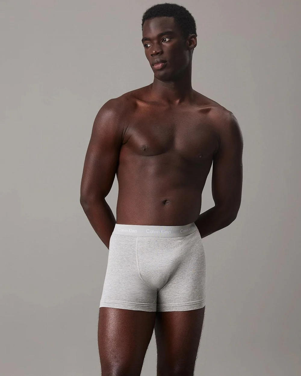 Calvin Klein Cotton Stretch Mens Trunk 3 Pack - Black/Grey Heather/Subdued Logo - Image 2