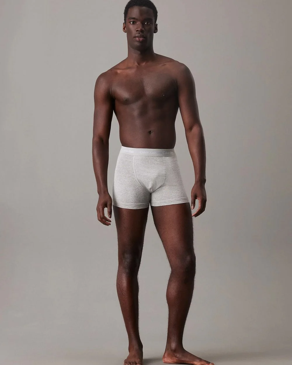 Calvin Klein Cotton Stretch Mens Trunk 3 Pack - Black/Grey Heather/Subdued Logo - Image 4