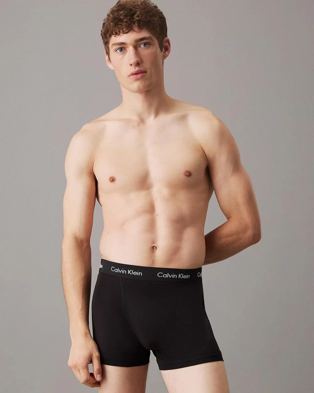 Calvin Klein Cotton Stretch Mens Trunk 3 Pack - Black with Black Waistband - Image 2