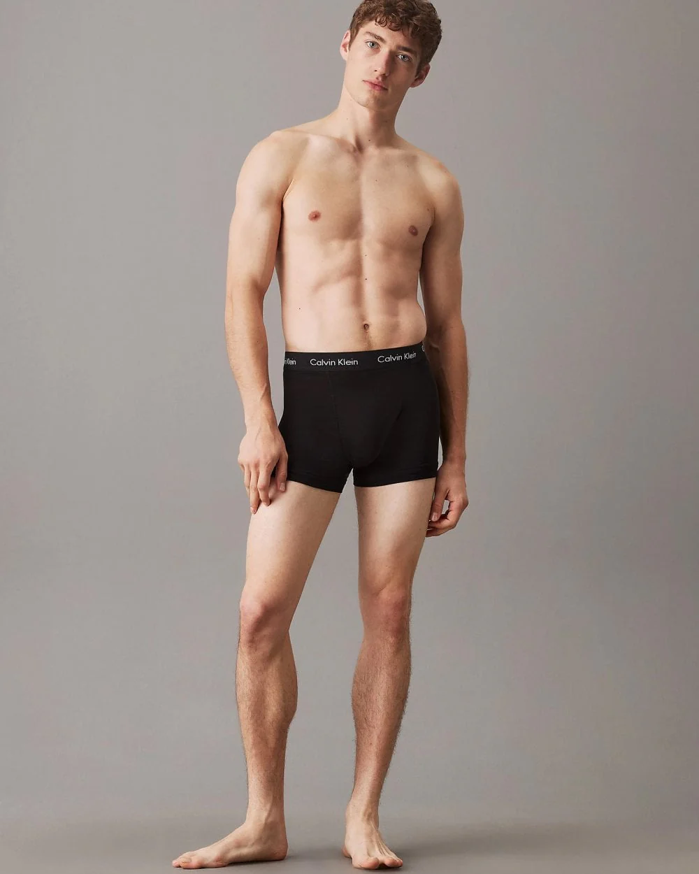 Calvin Klein Cotton Stretch Mens Trunk 3 Pack - Black with Black Waistband - Image 4