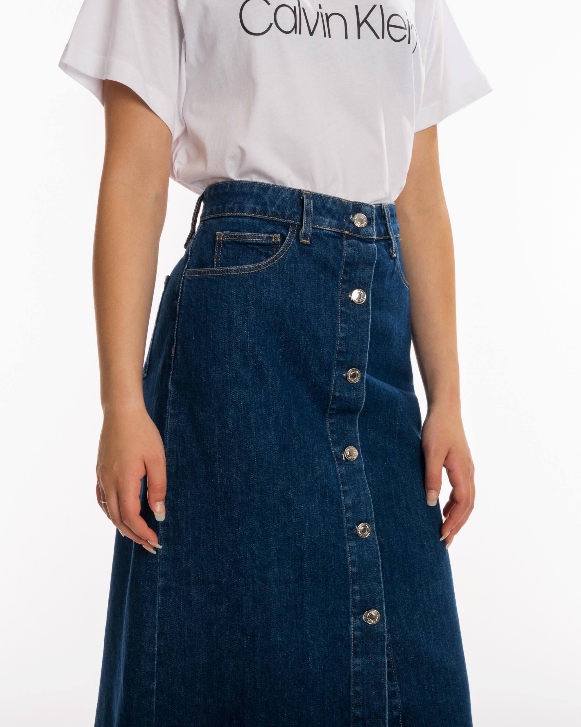 Calvin Klein Denim Button Womens Skirt - Image 2