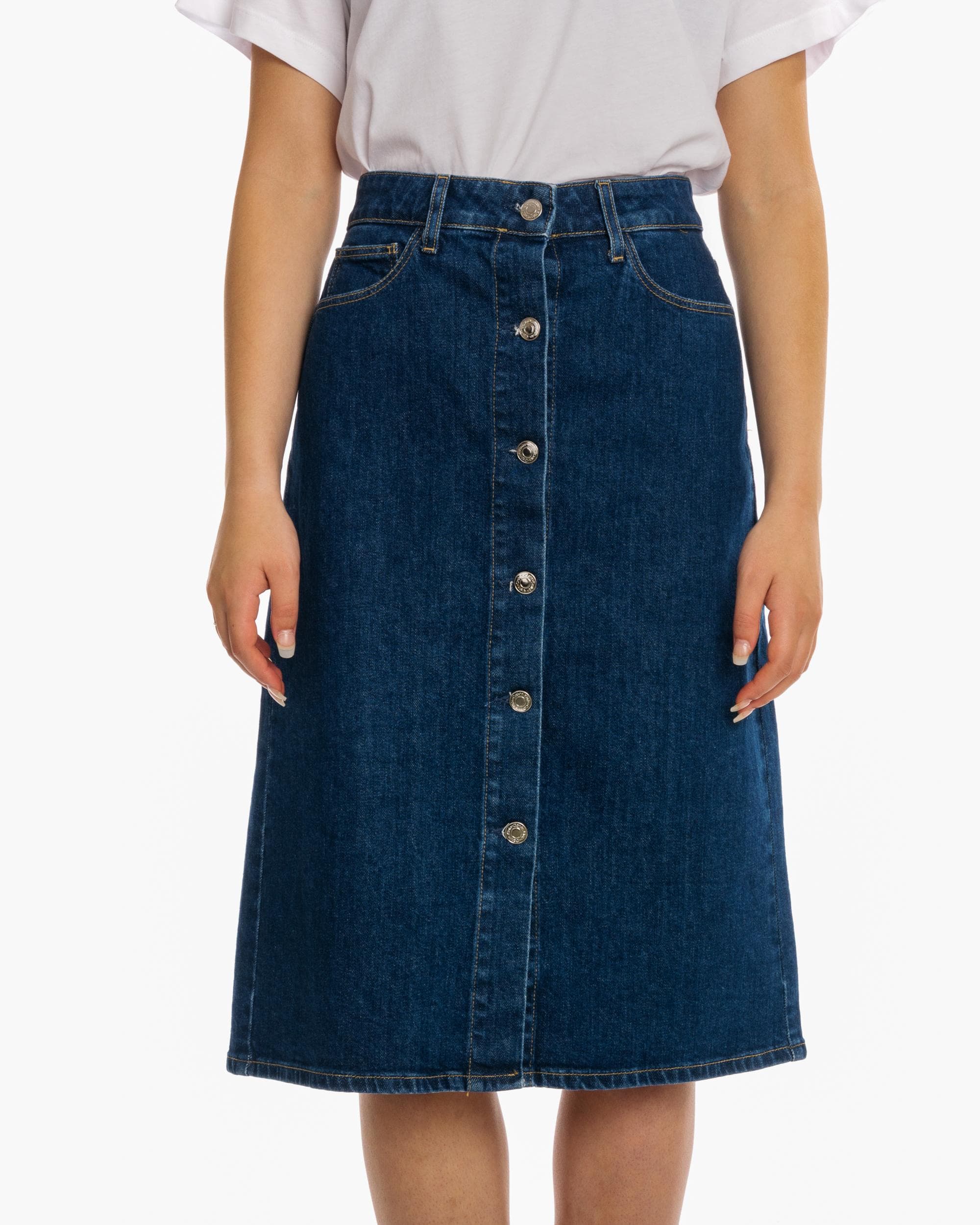 Calvin Klein Denim Button Womens Skirt - Image 3