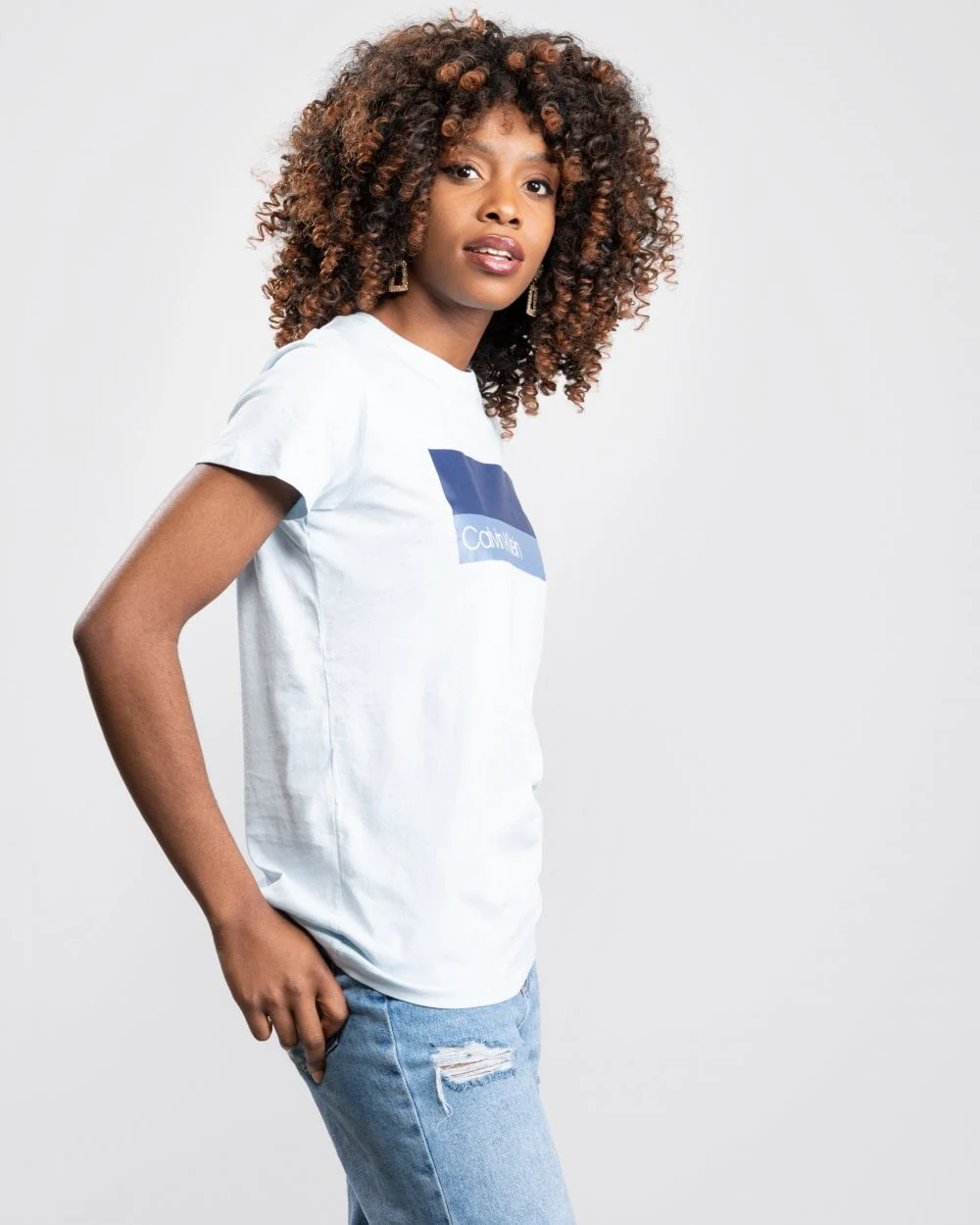 Calvin Klein Duo Logo Print Womens T-Shirt - Image 2