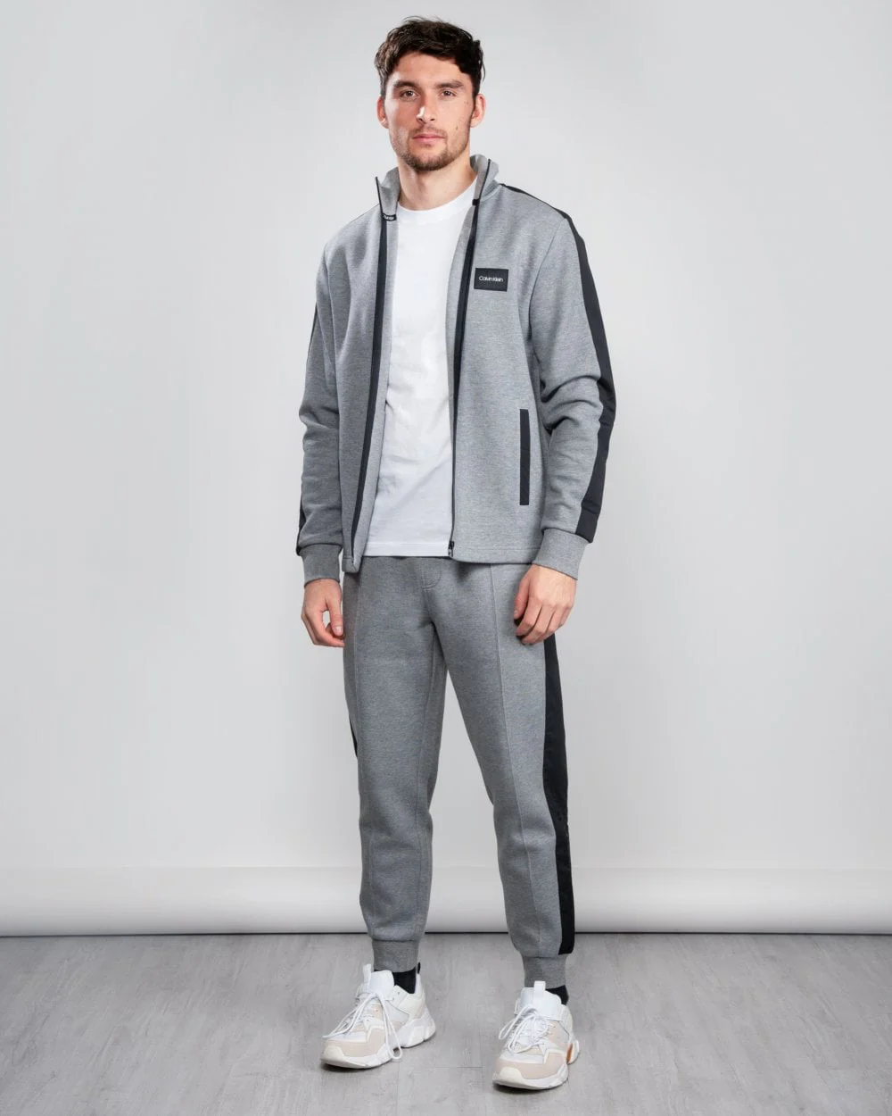 Calvin Klein Full Zip 2 Tone Sweatshirt - Mid Grey/Heather - Image 4