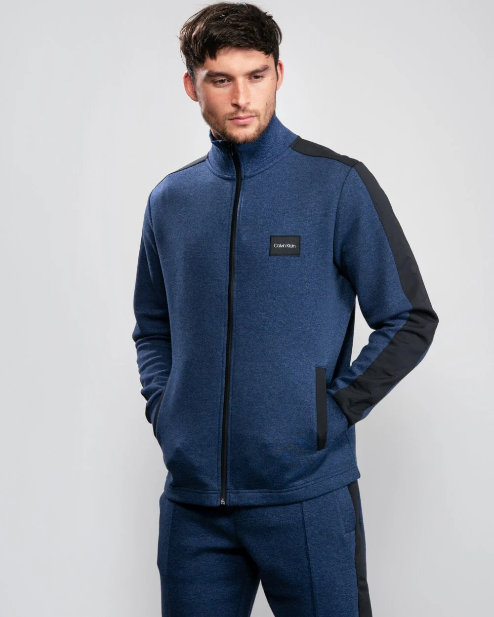 Calvin Klein Full Zip 2 Tone Sweatshirt - Navy - Image 3