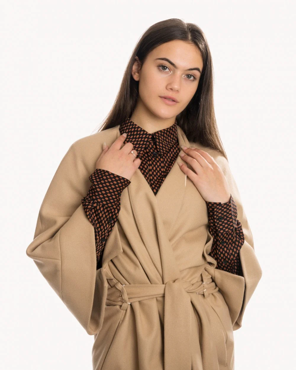 Calvin Klein Wool Cashmere Womens Wrap Coat - Image 3