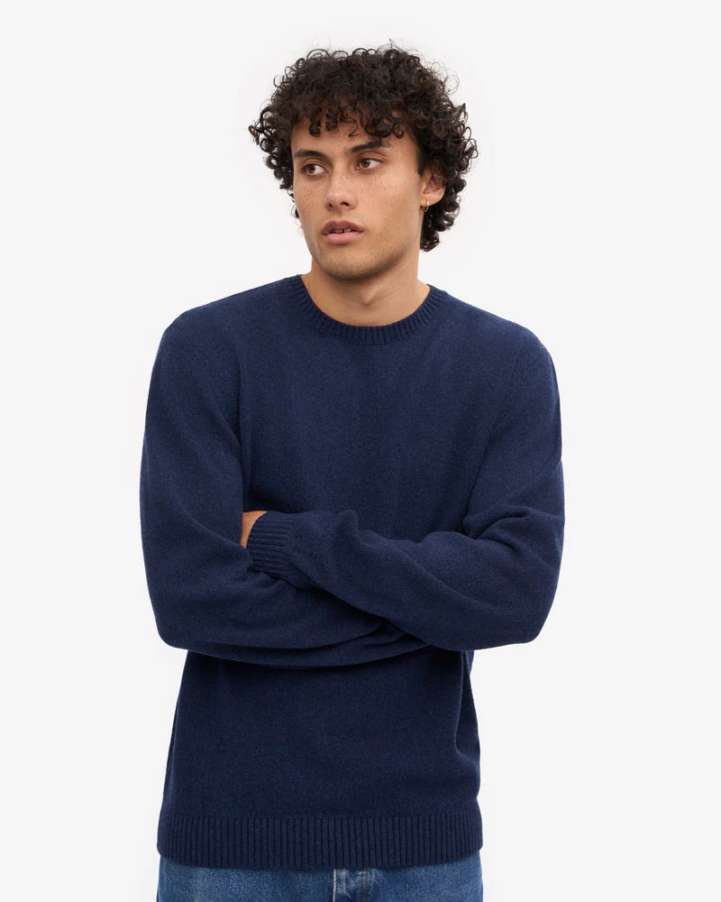 Colorful Standard Classic Merino Wool Crew Neck Jumper - Marine Blue - Image 2