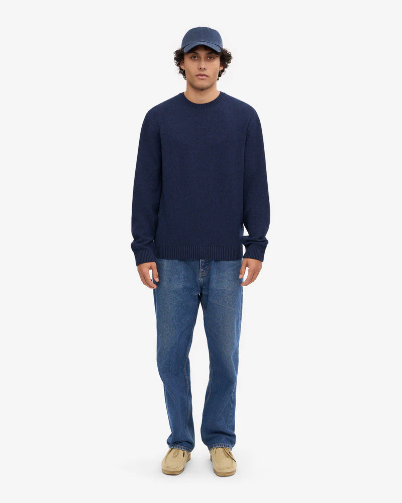 Colorful Standard Classic Merino Wool Crew Neck Jumper - Marine Blue - Image 3