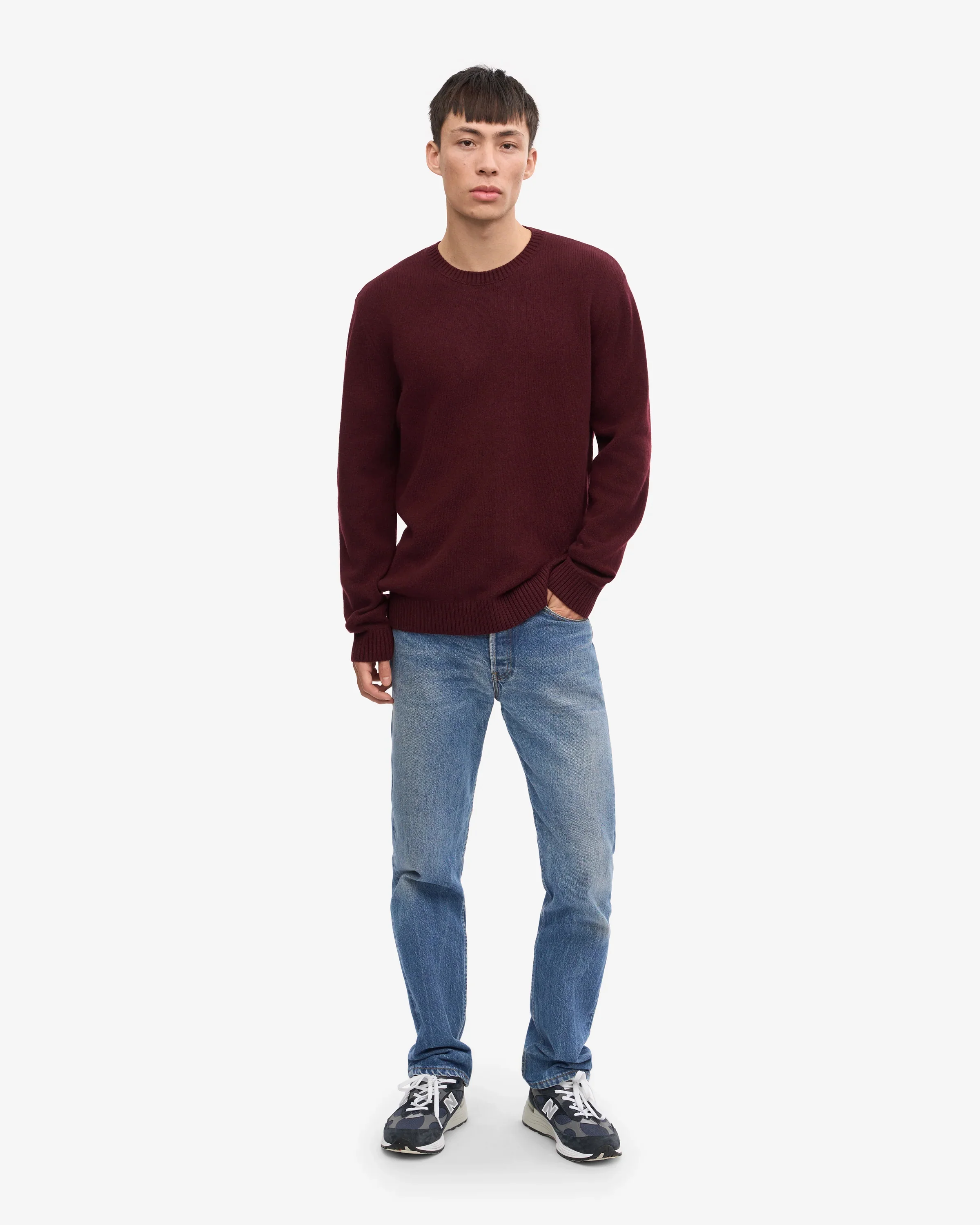 Colorful Standard Classic Merino Wool Crew Neck Jumper - Oxblood Red - Image 5