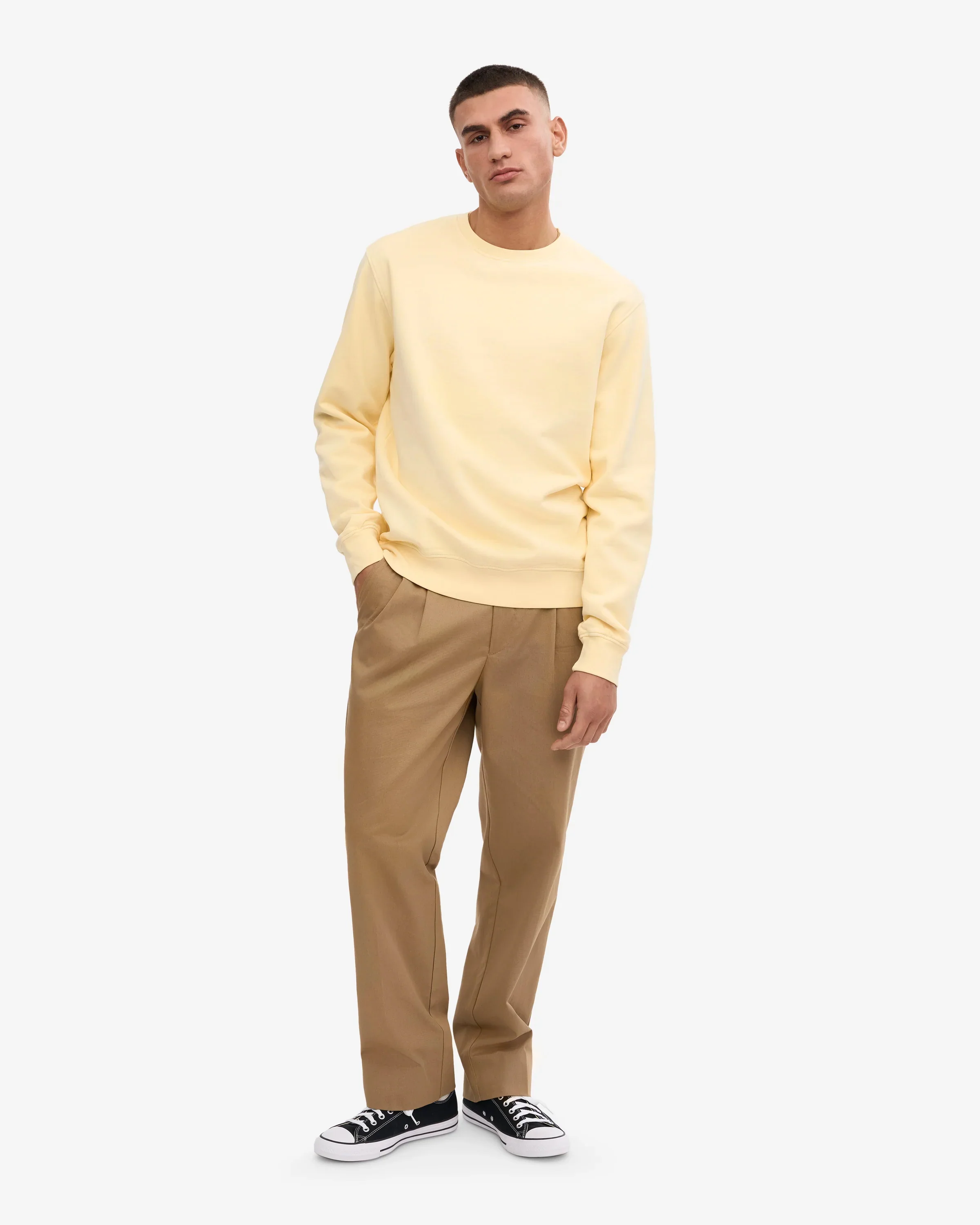 Colorful Standard Mens Classic Organic Crew Neck Sweatshirt - Soft Yellow - Image 4
