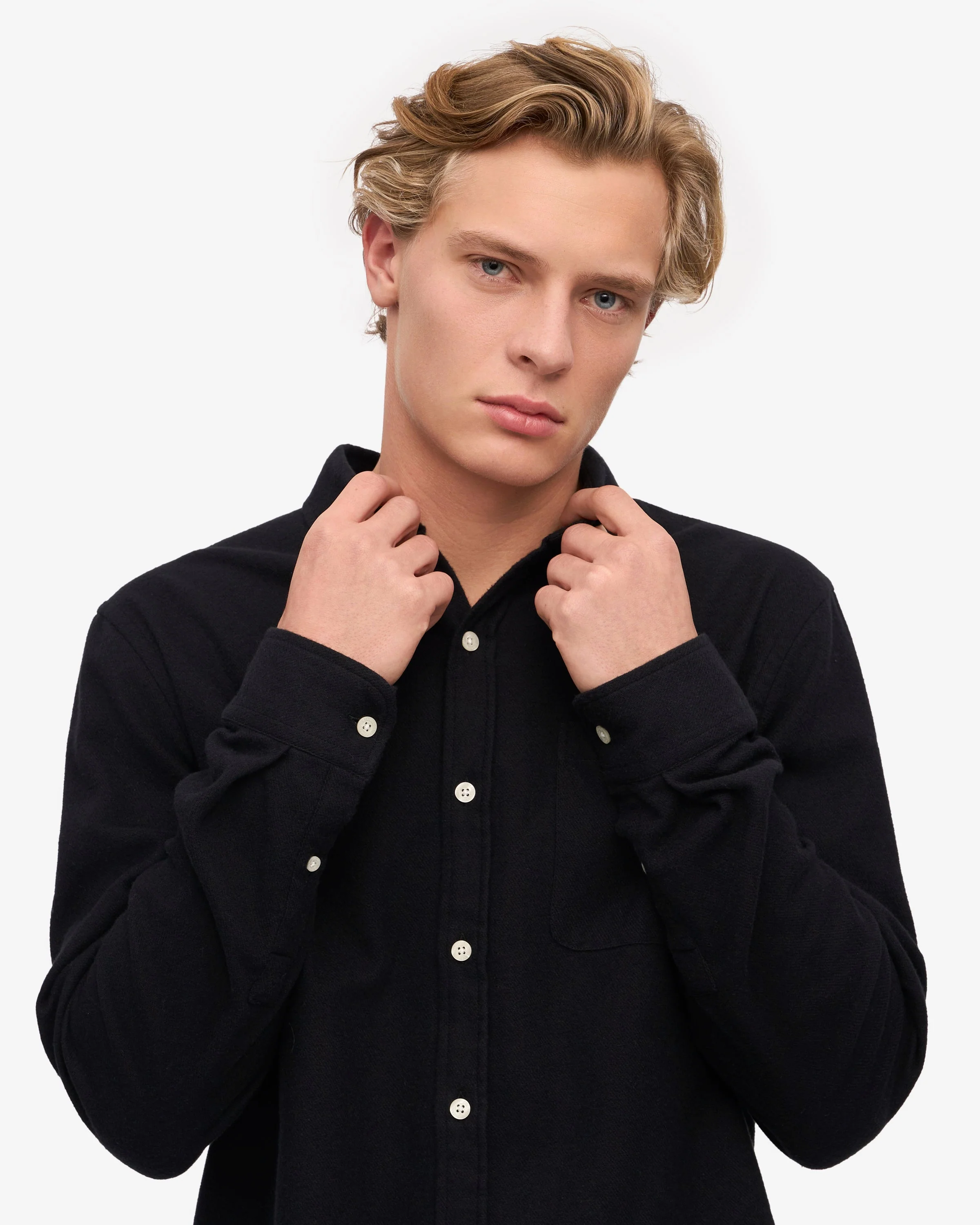Colorful Standard Mens Organic Flannel Shirt - Deep Black - Image 5