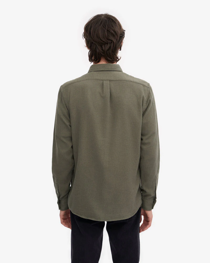 Colorful Standard Mens Organic Flannel Shirt - Dusty Olive - Image 4
