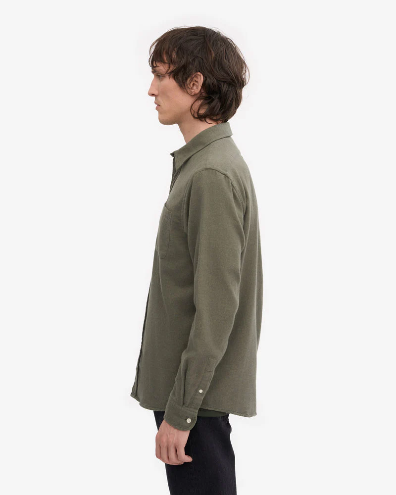 Colorful Standard Mens Organic Flannel Shirt - Dusty Olive - Image 5