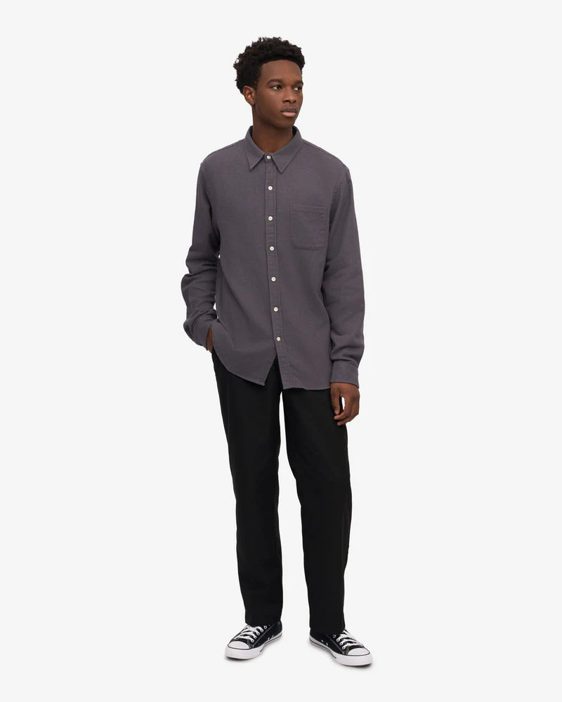 Colorful Standard Mens Organic Flannel Shirt - Lava Grey - Image 3