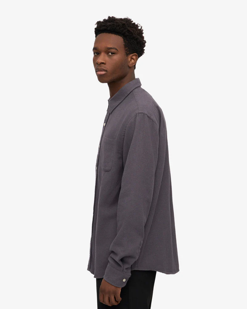 Colorful Standard Mens Organic Flannel Shirt - Lava Grey - Image 5