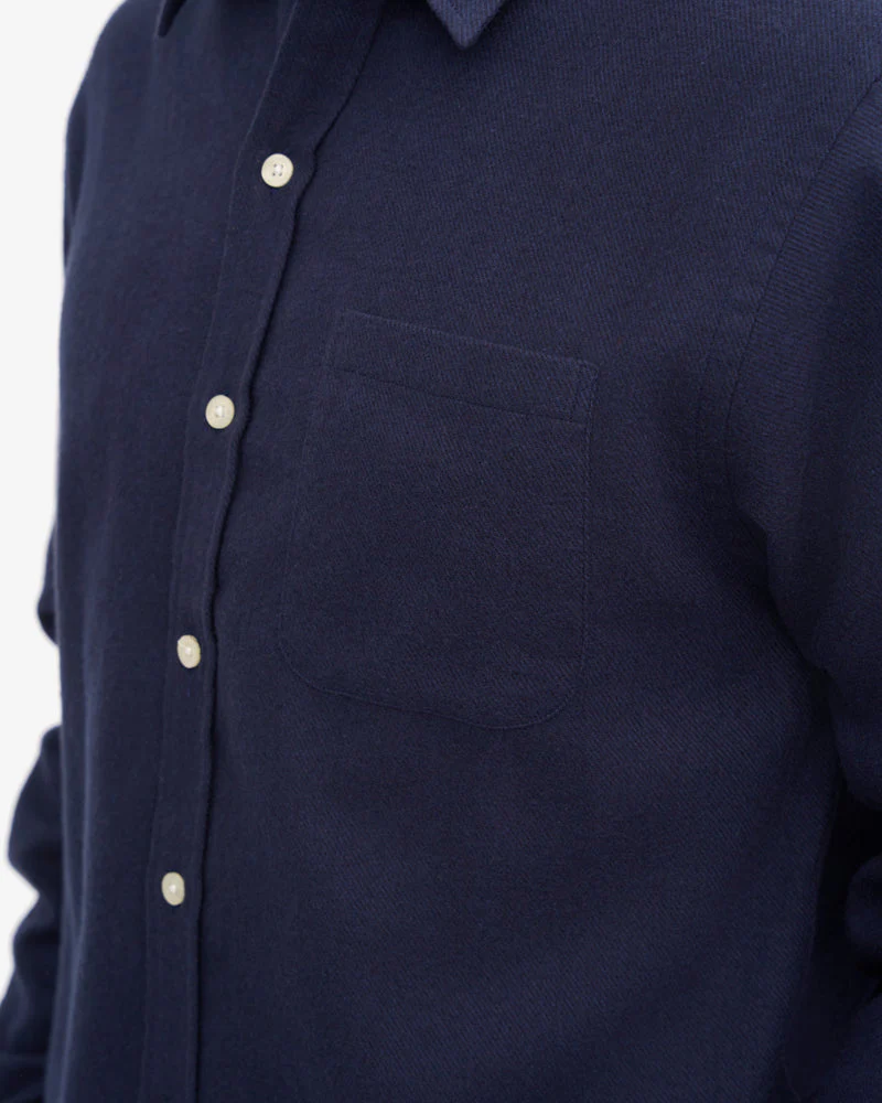 Colorful Standard Mens Organic Flannel Shirt - Navy Blue - Image 3