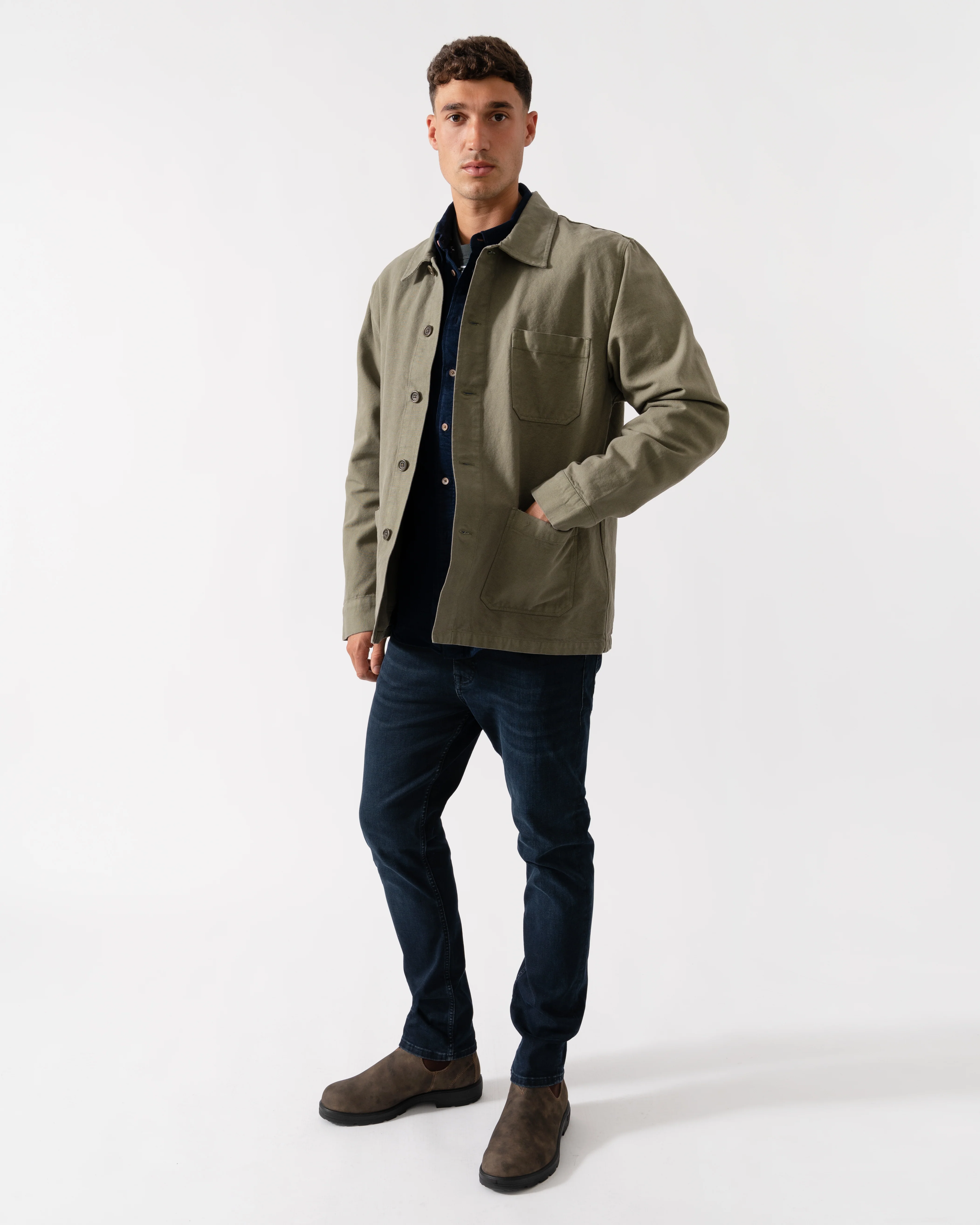 Colorful Standard Mens Organic Workwear Jacket - Dusty Olive - Image 2