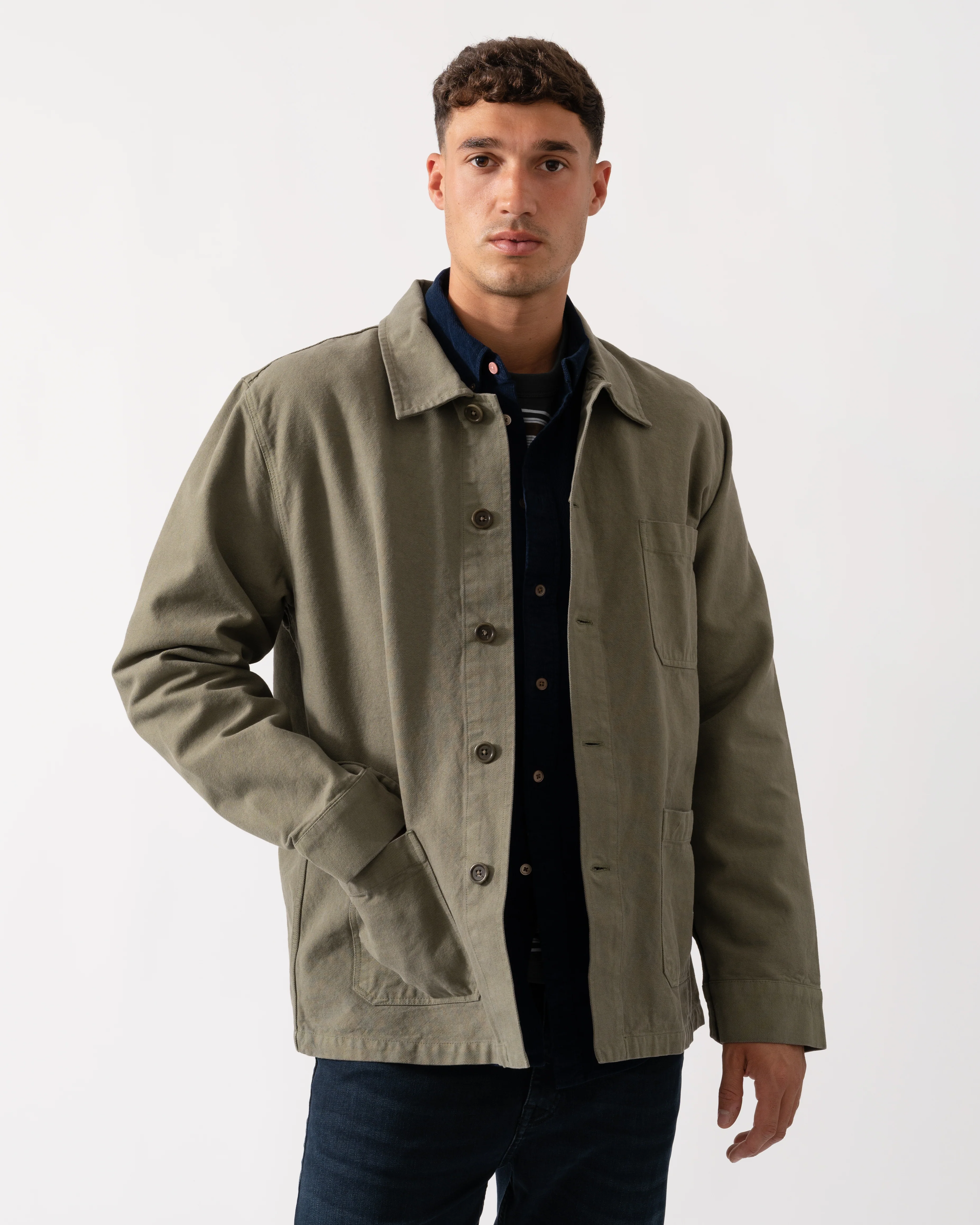 Colorful Standard Mens Organic Workwear Jacket - Dusty Olive - Image 4