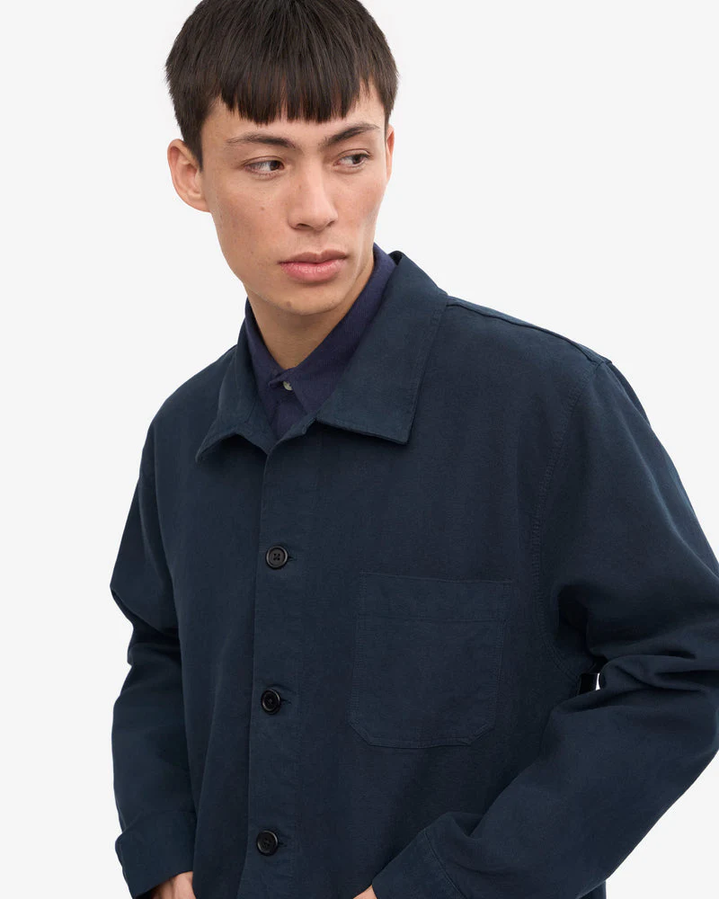 Colorful Standard Mens Organic Workwear Jacket - Navy Blue - Image 2