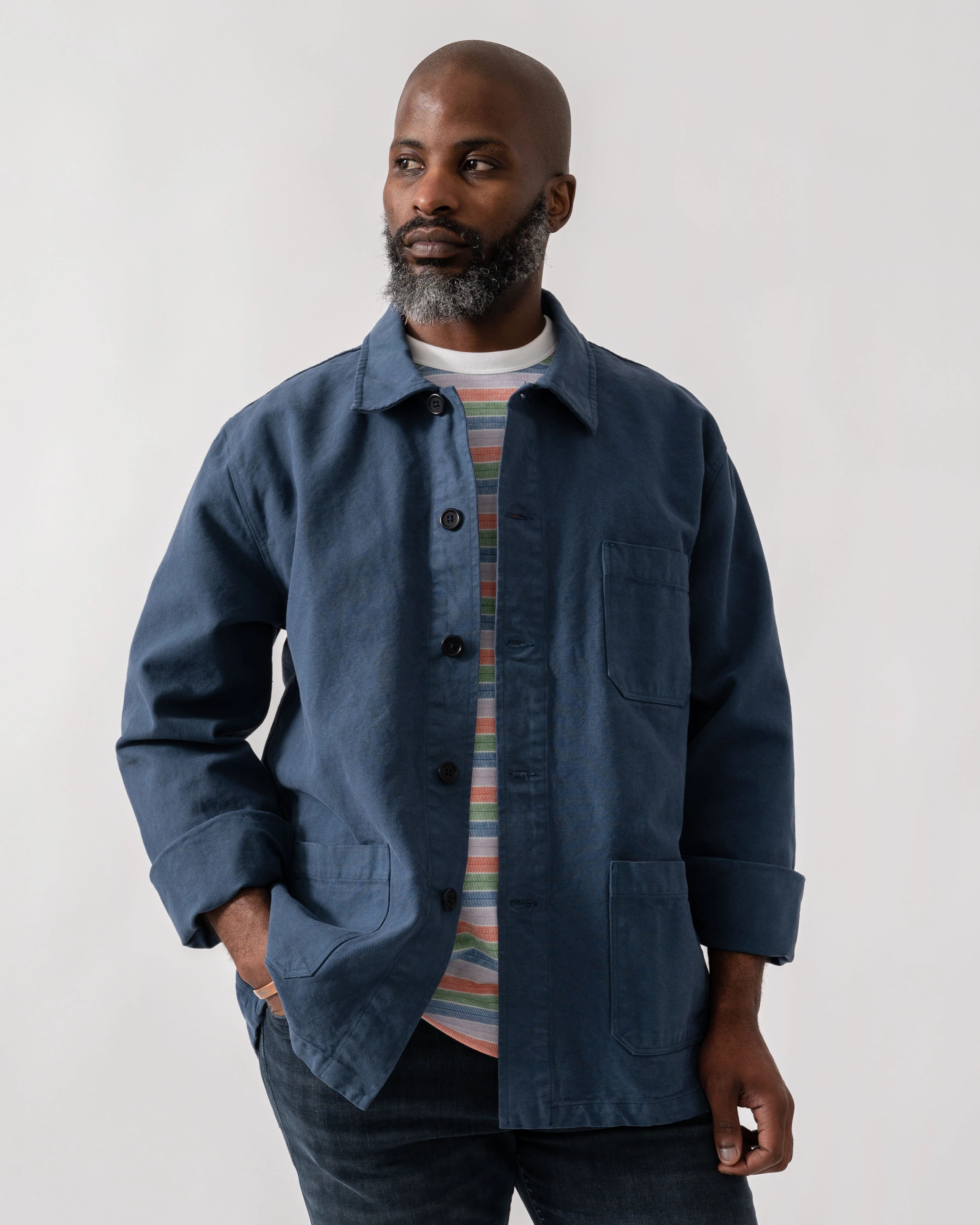 Colorful Standard Mens Organic Workwear Jacket - Petrol Blue - Image 3