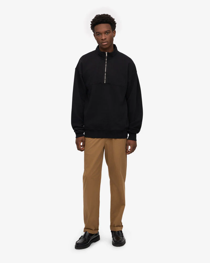 Colorful Standard Organic Quarter Zip Sweatshirt - Deep Black - Image 2