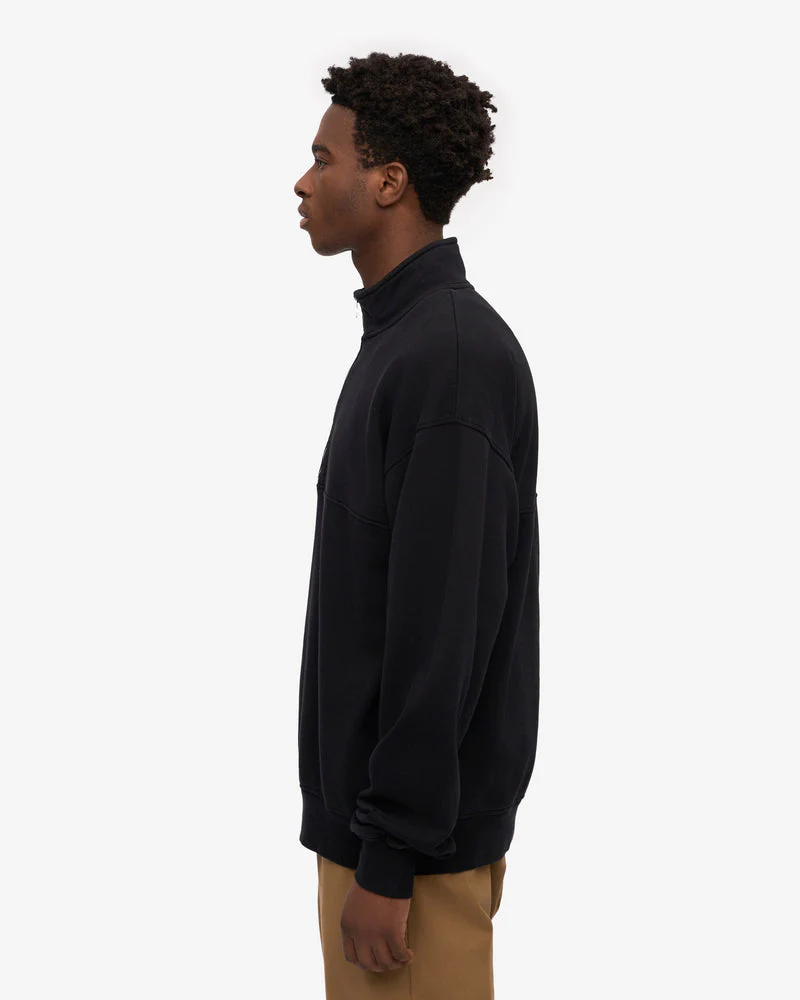 Colorful Standard Organic Quarter Zip Sweatshirt - Deep Black - Image 4