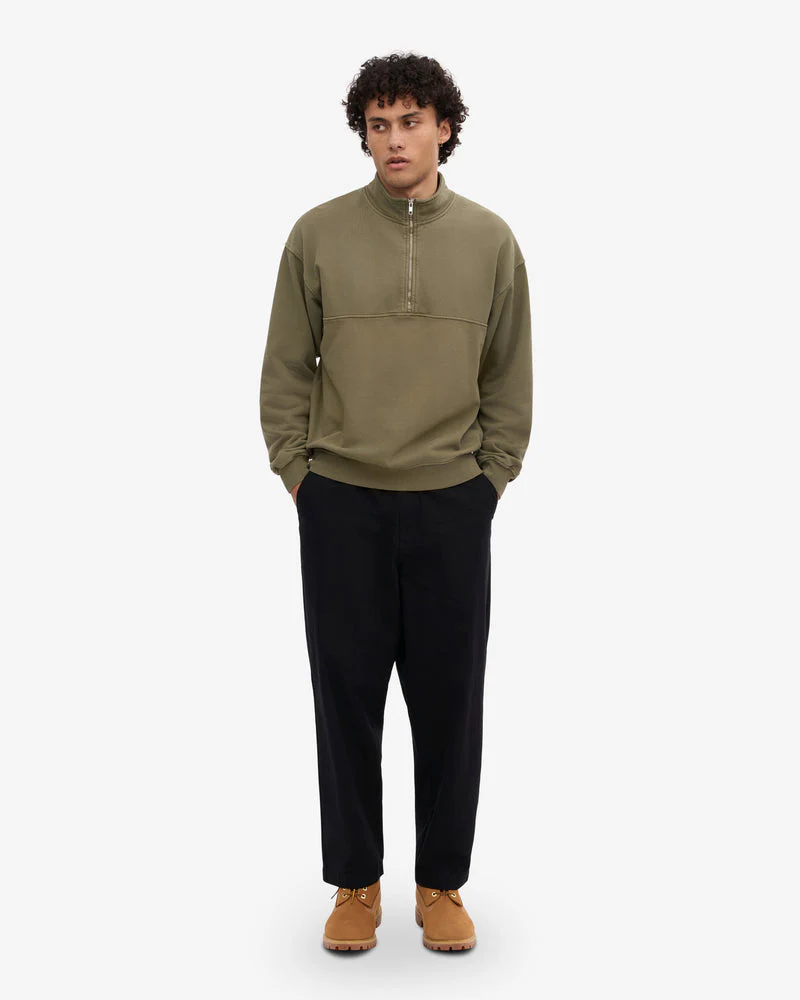 Colorful Standard Organic Quarter Zip Sweatshirt - Dusty Olive - Image 3