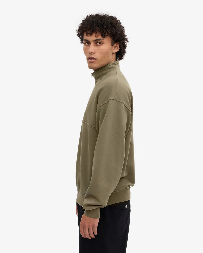 Colorful Standard Organic Quarter Zip Sweatshirt - Dusty Olive - Image 5