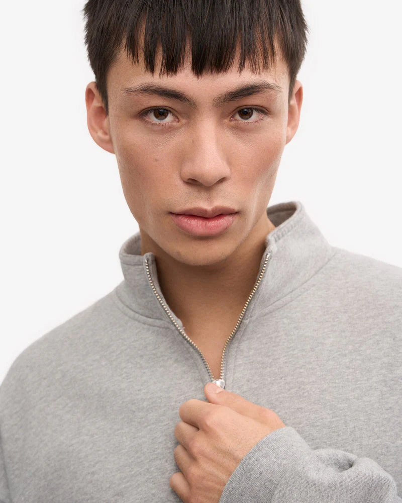 Colorful Standard Organic Quarter Zip Sweatshirt - Heather Grey - Image 2
