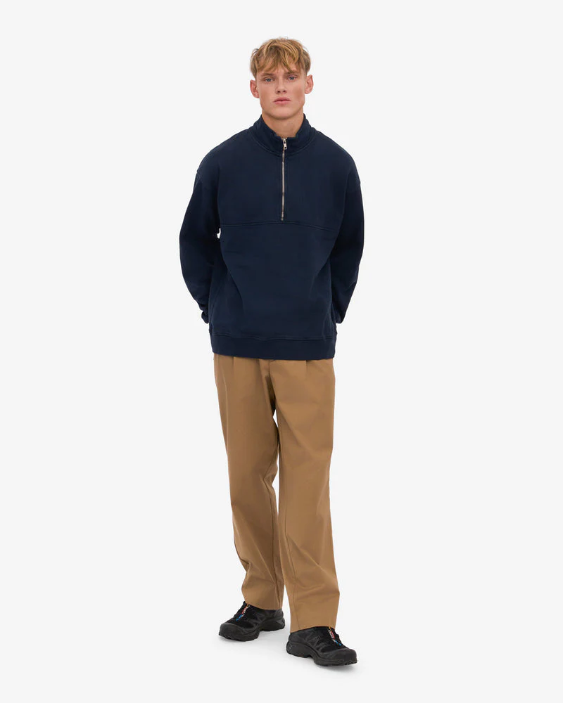 Colorful Standard Organic Quarter Zip Sweatshirt - Navy Blue - Image 2