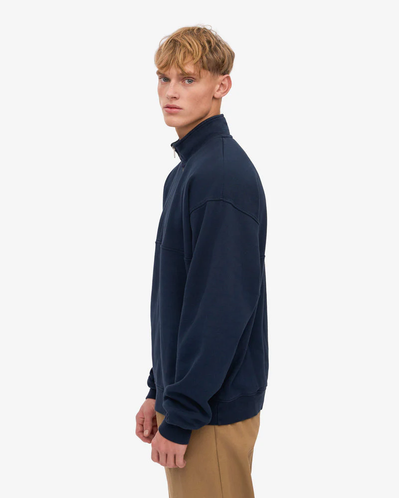 Colorful Standard Organic Quarter Zip Sweatshirt - Navy Blue - Image 4