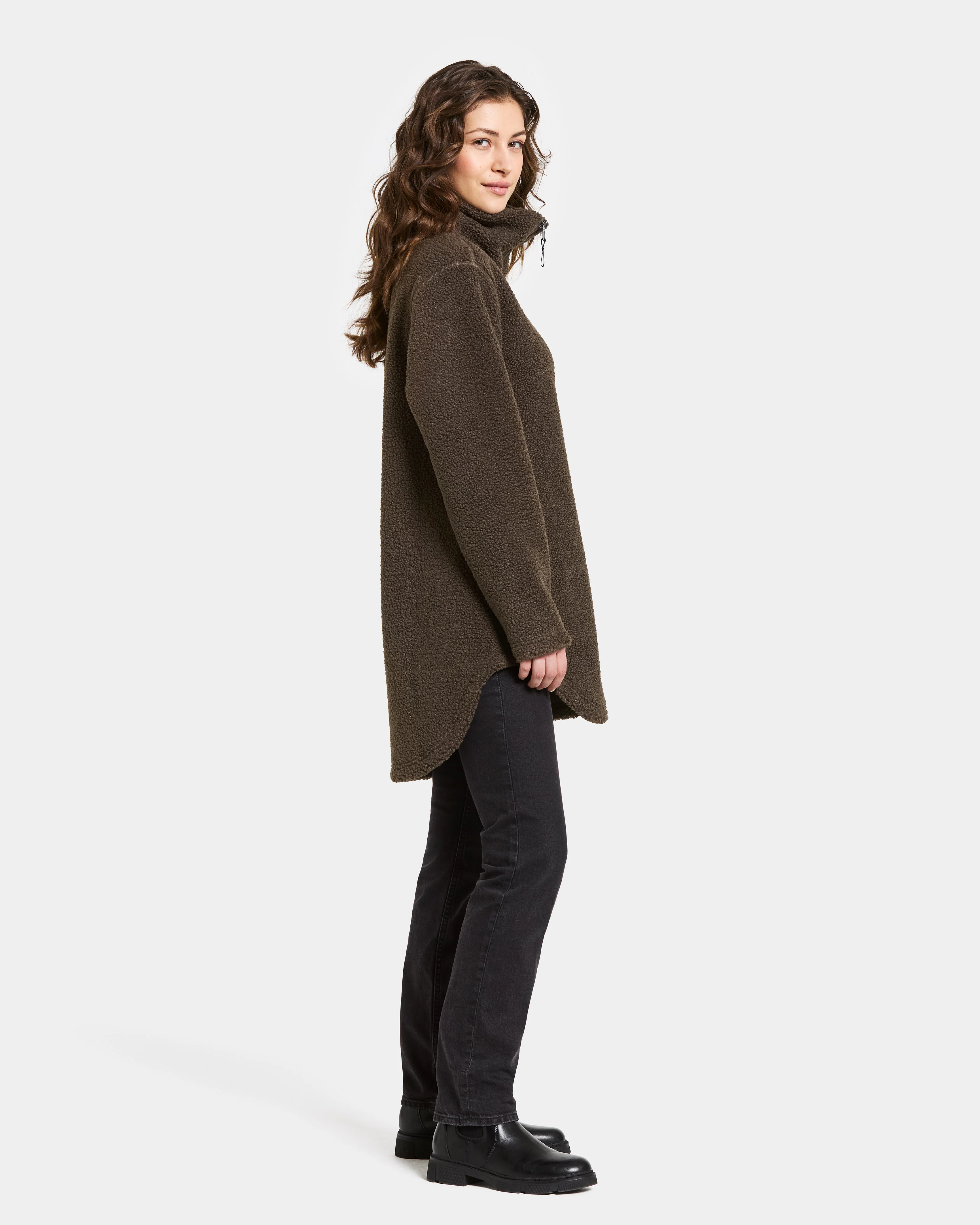 Didriksons Umi 3 Womens Full Zip Fleece - Dark Mocha F11 - Image 2