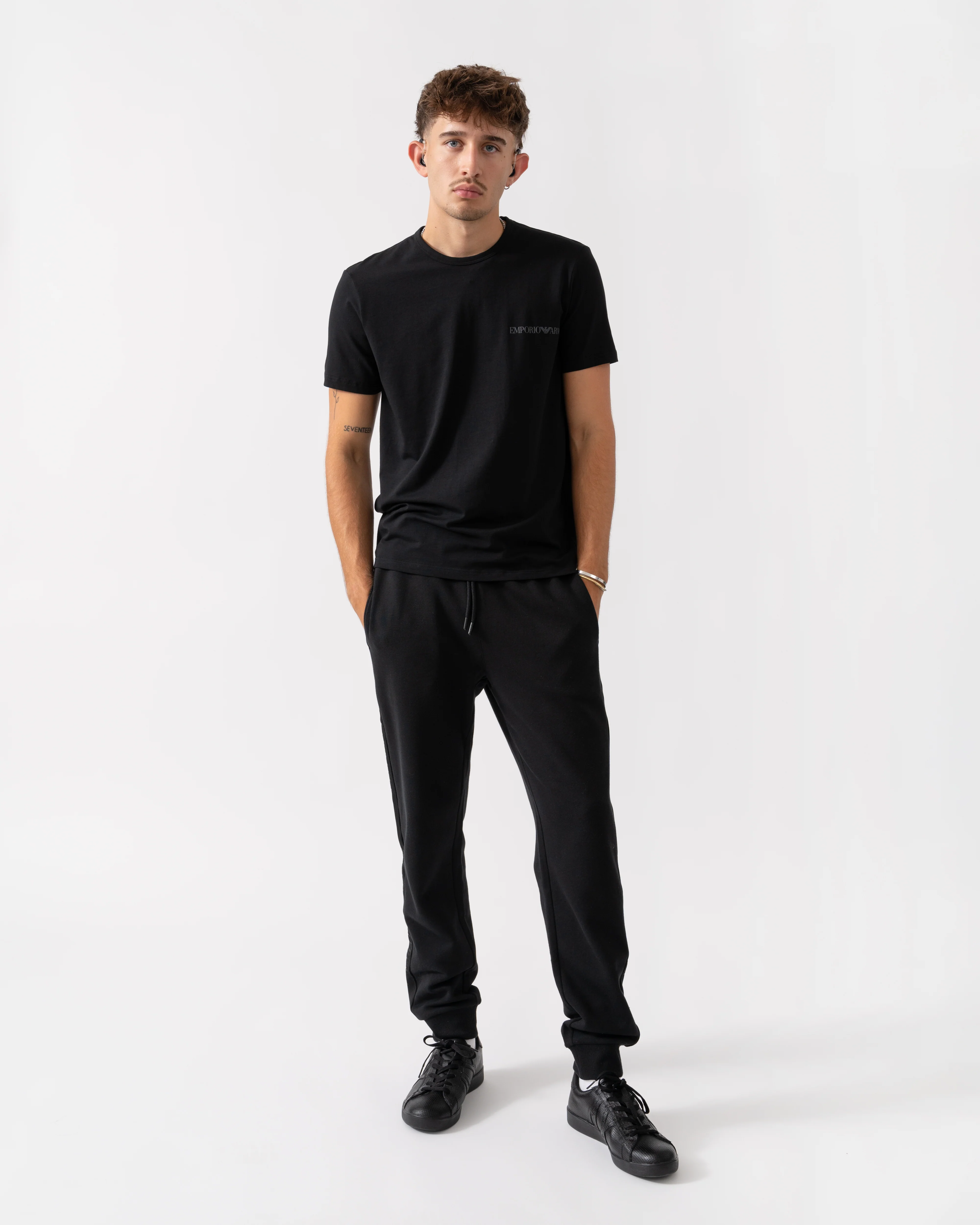Emporio Armani 2 Pack Mens Loungewear Tops EM000391-AF10779 - Shade/Black M8014 - Image 3