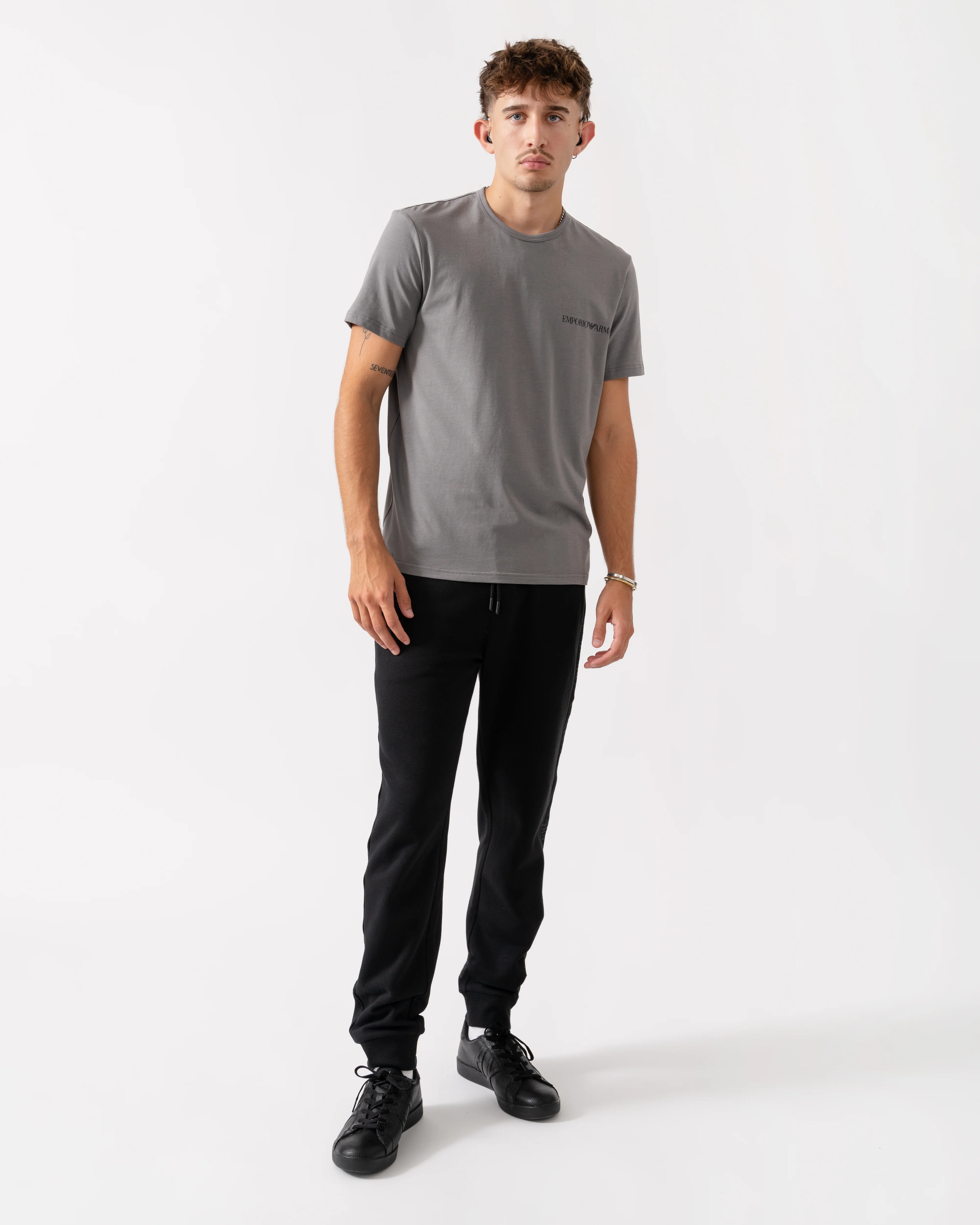 Emporio Armani 2 Pack Mens Loungewear Tops EM000391-AF10779 - Shade/Black M8014 - Image 5