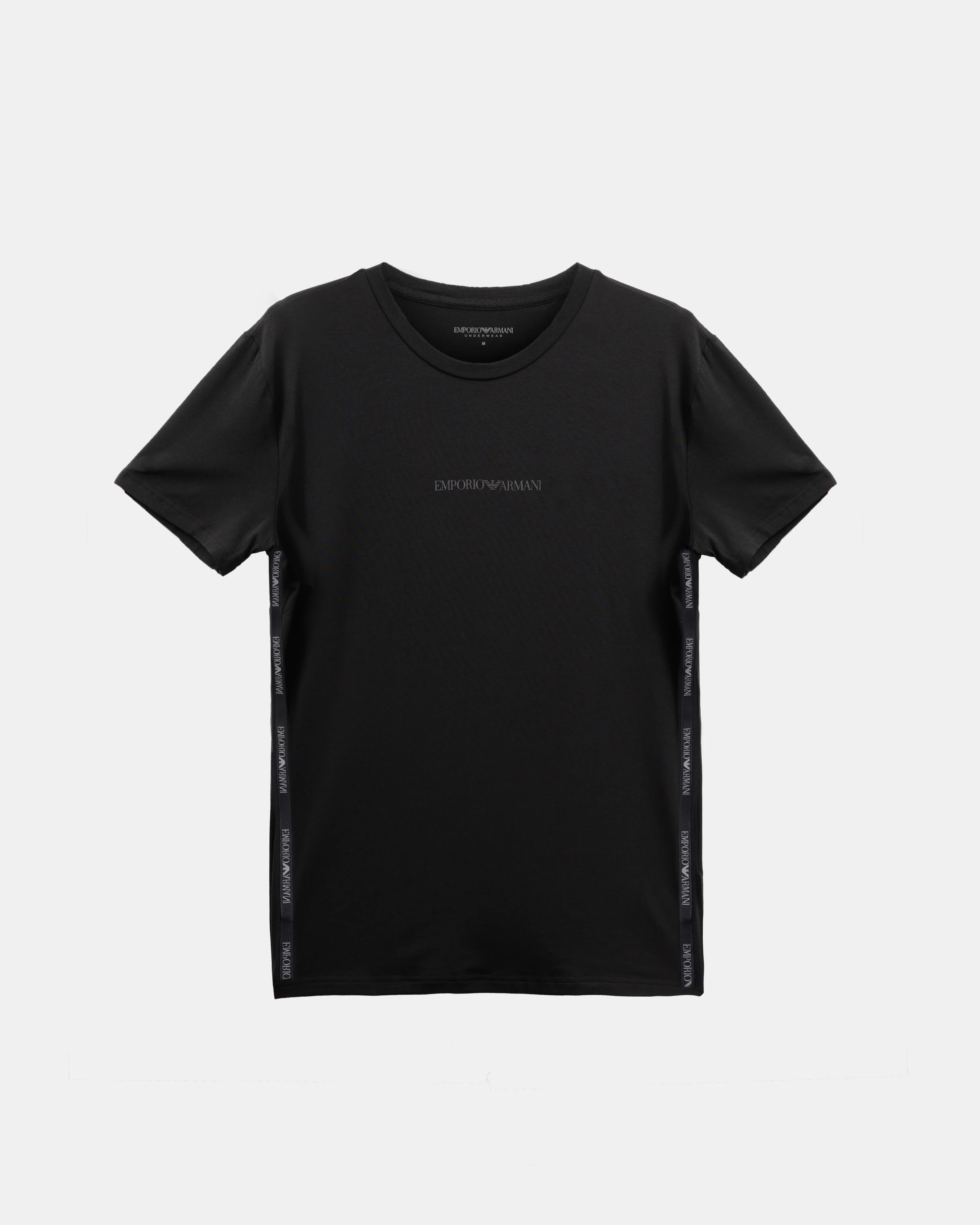 Emporio Armani Mens 2 Pack Logo Tape Loungewear Tops - Black/Black MC005 - Image 3