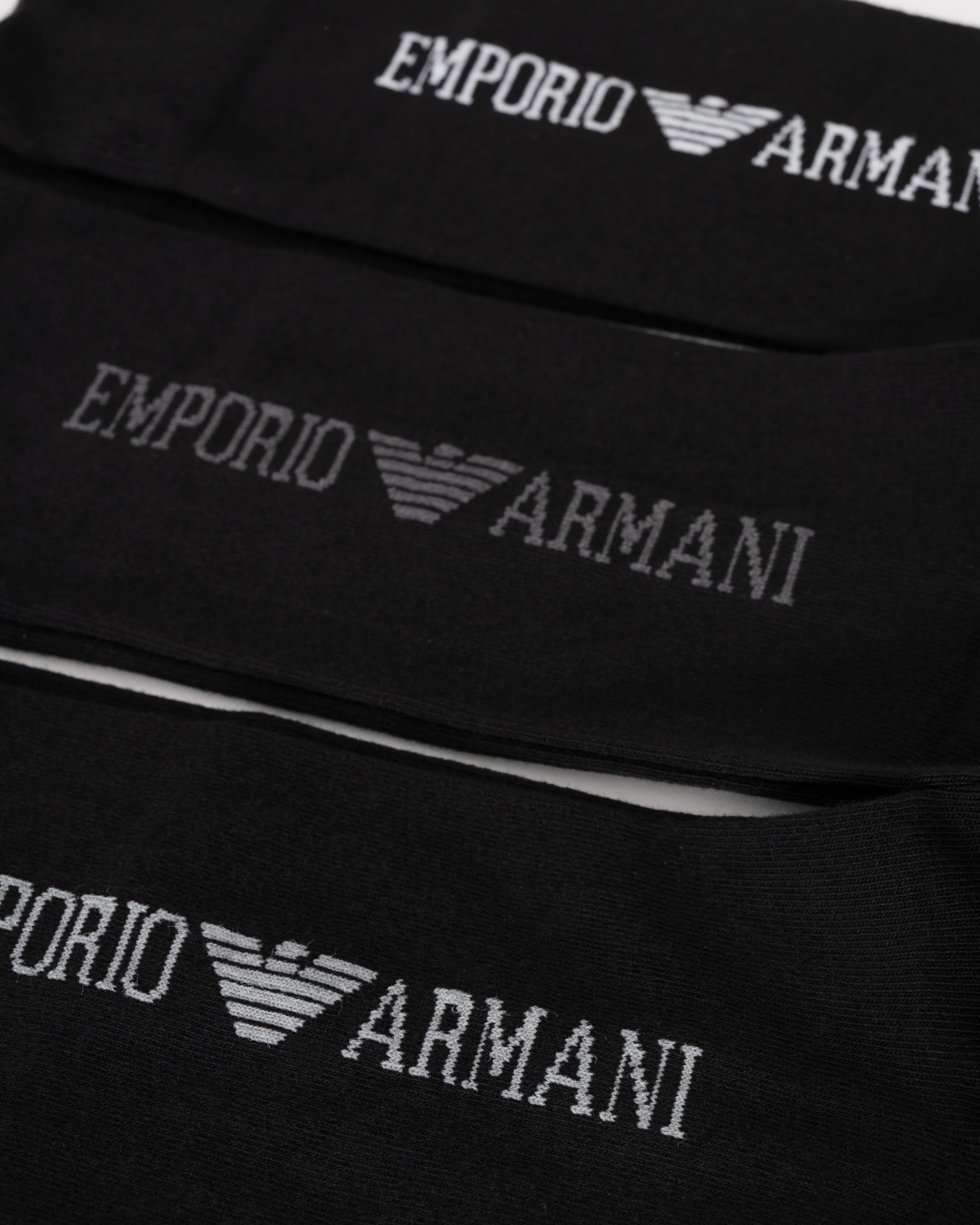 Emporio Armani 3-Pack Mens Short Socks - Black/Black/Black - Image 2
