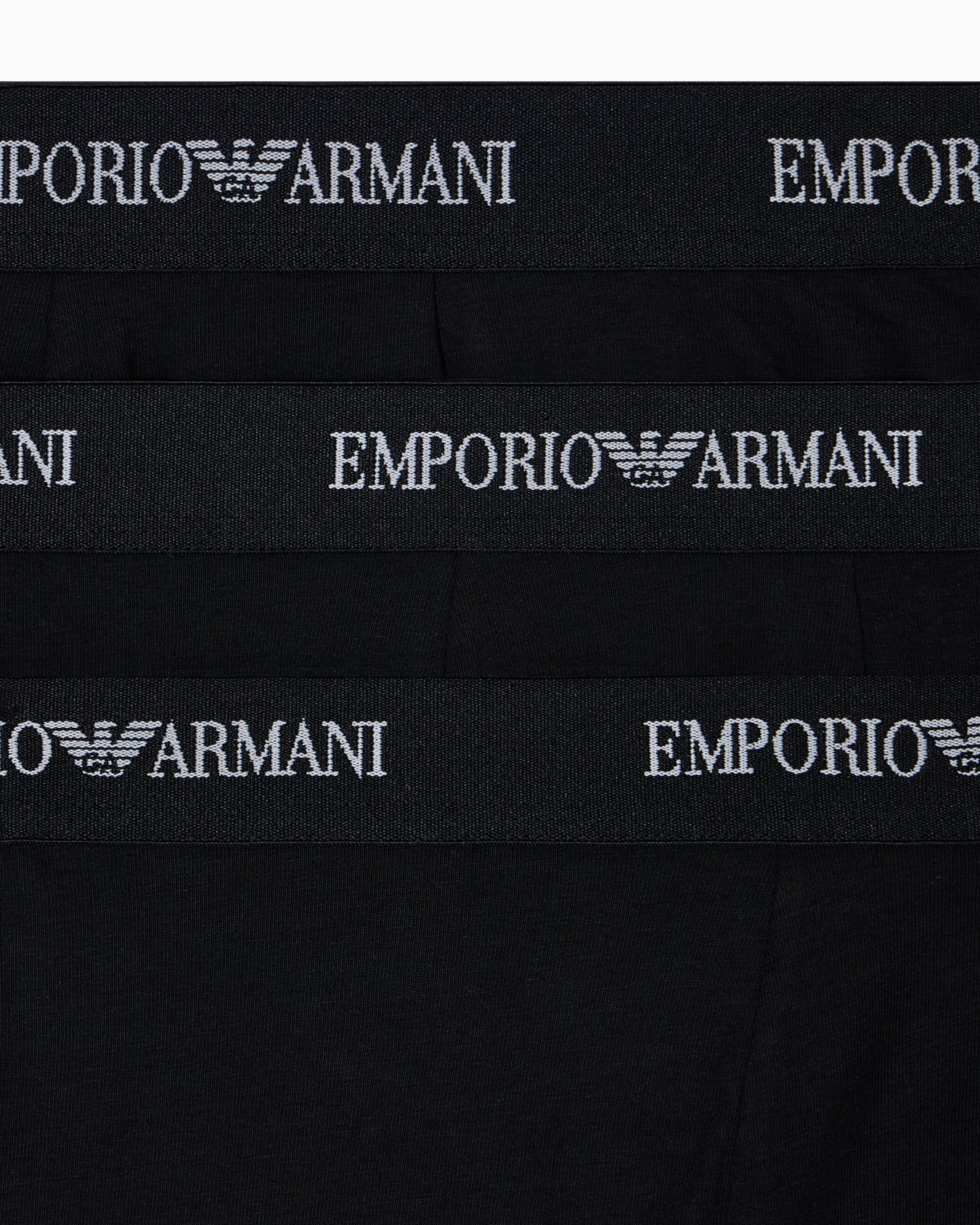 Emporio Armani 3-Pack Mens Stretch Jersey Boxer Briefs with Logo Waistband - Black/Black/Black - Image 2