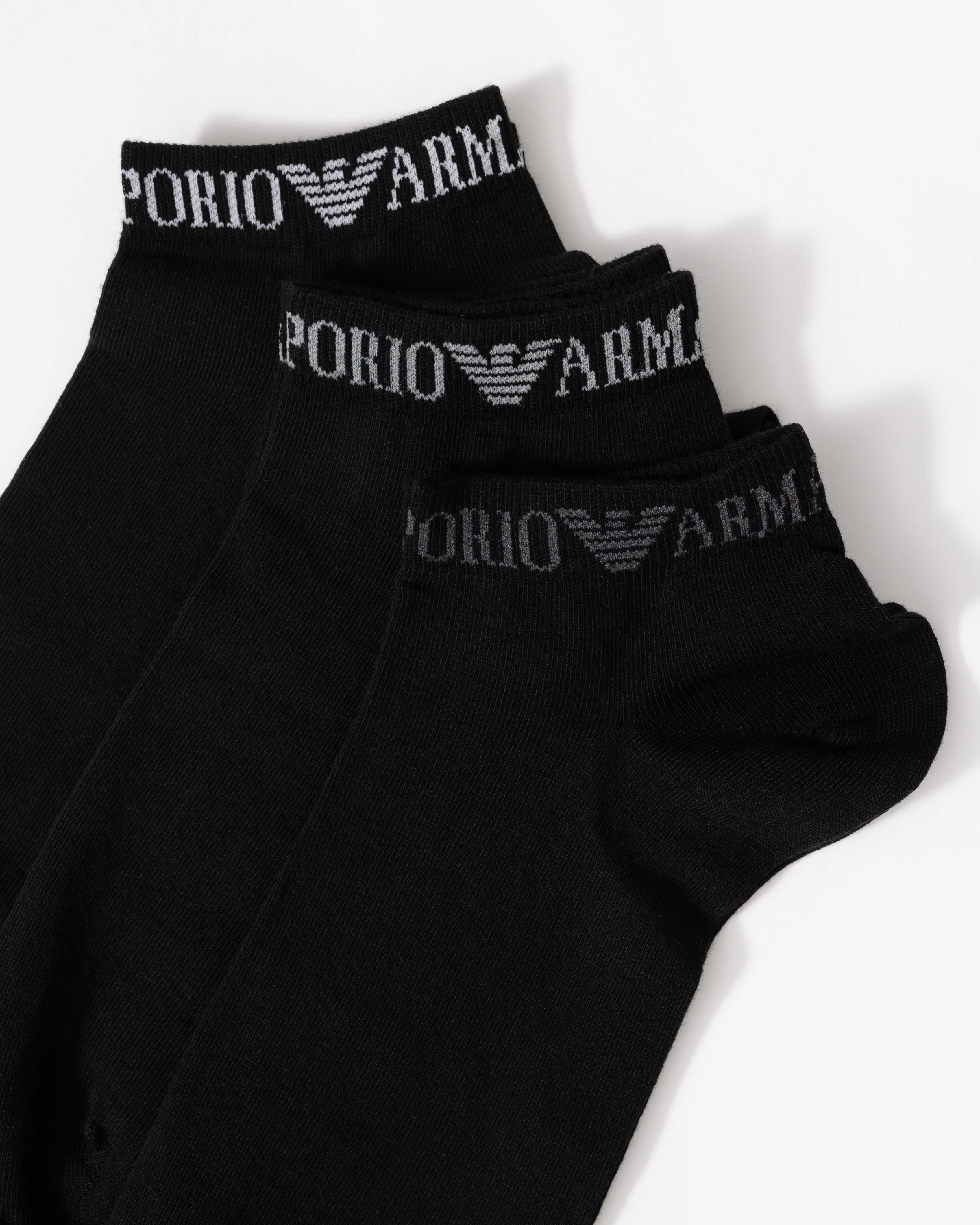 Emporio Armani Mens 3-Pack Trainer Socks - Black MC061 - Image 3