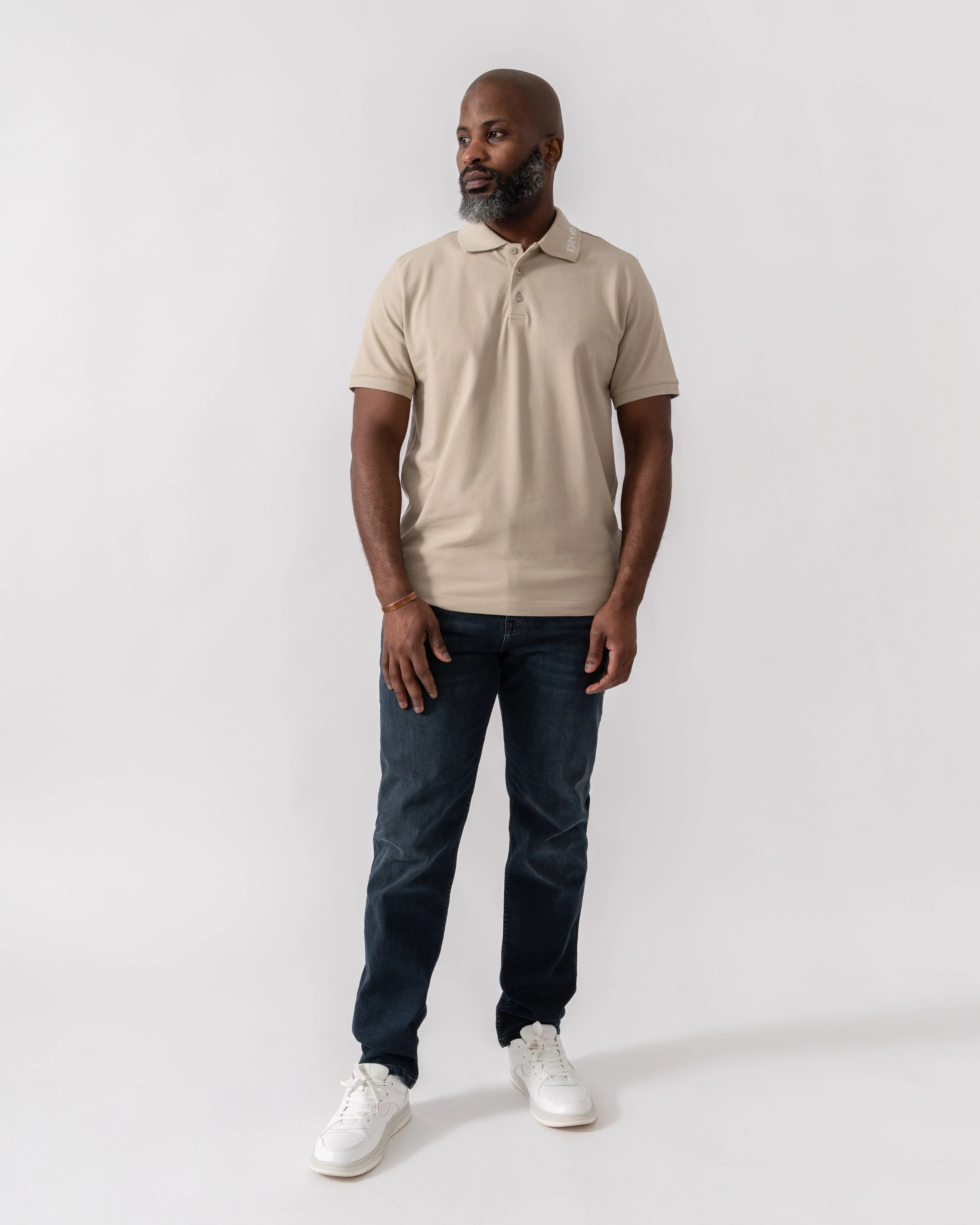 Emporio Armani Mens Beach Polo - Taupe - Image 2