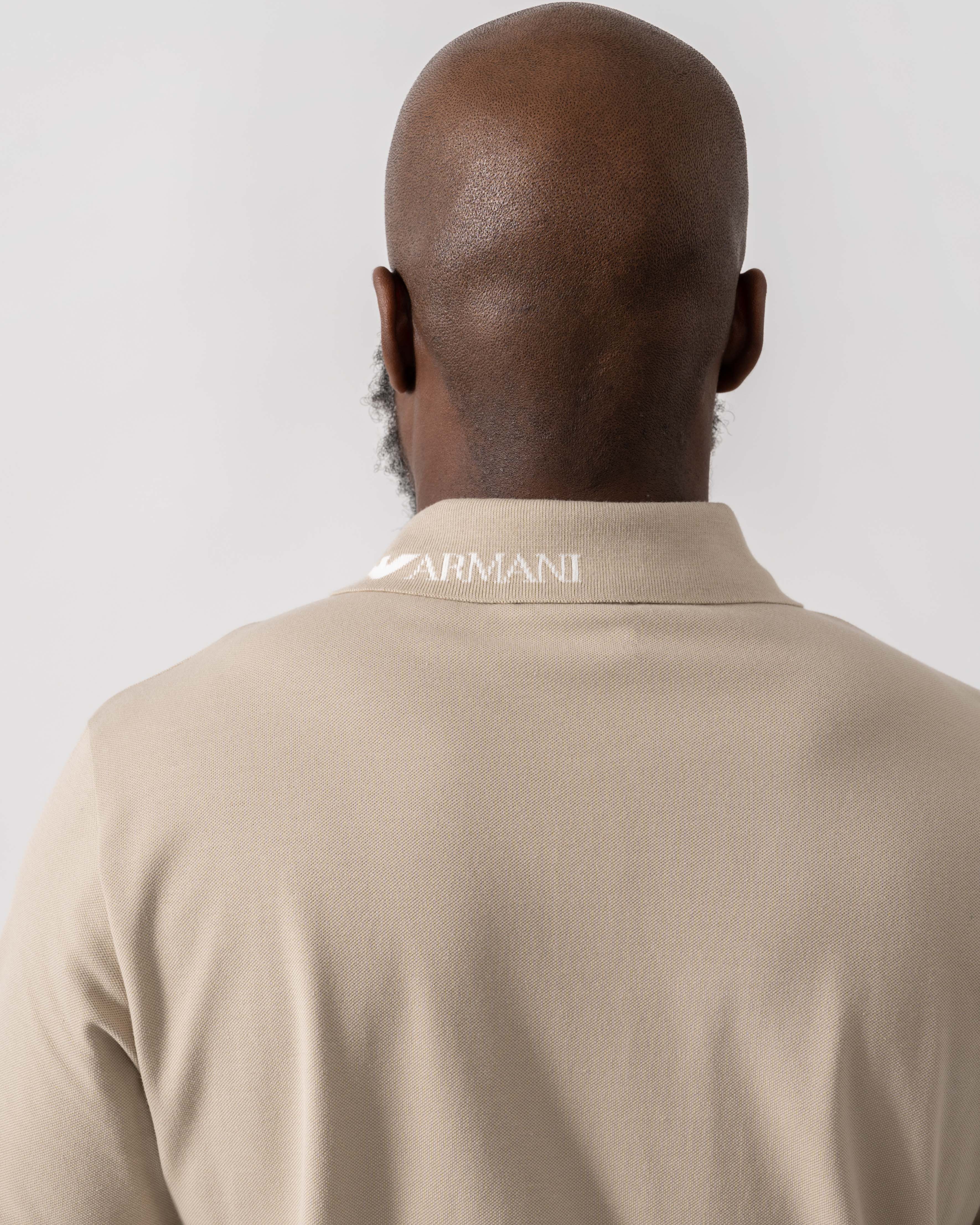 Emporio Armani Mens Beach Polo - Taupe - Image 4