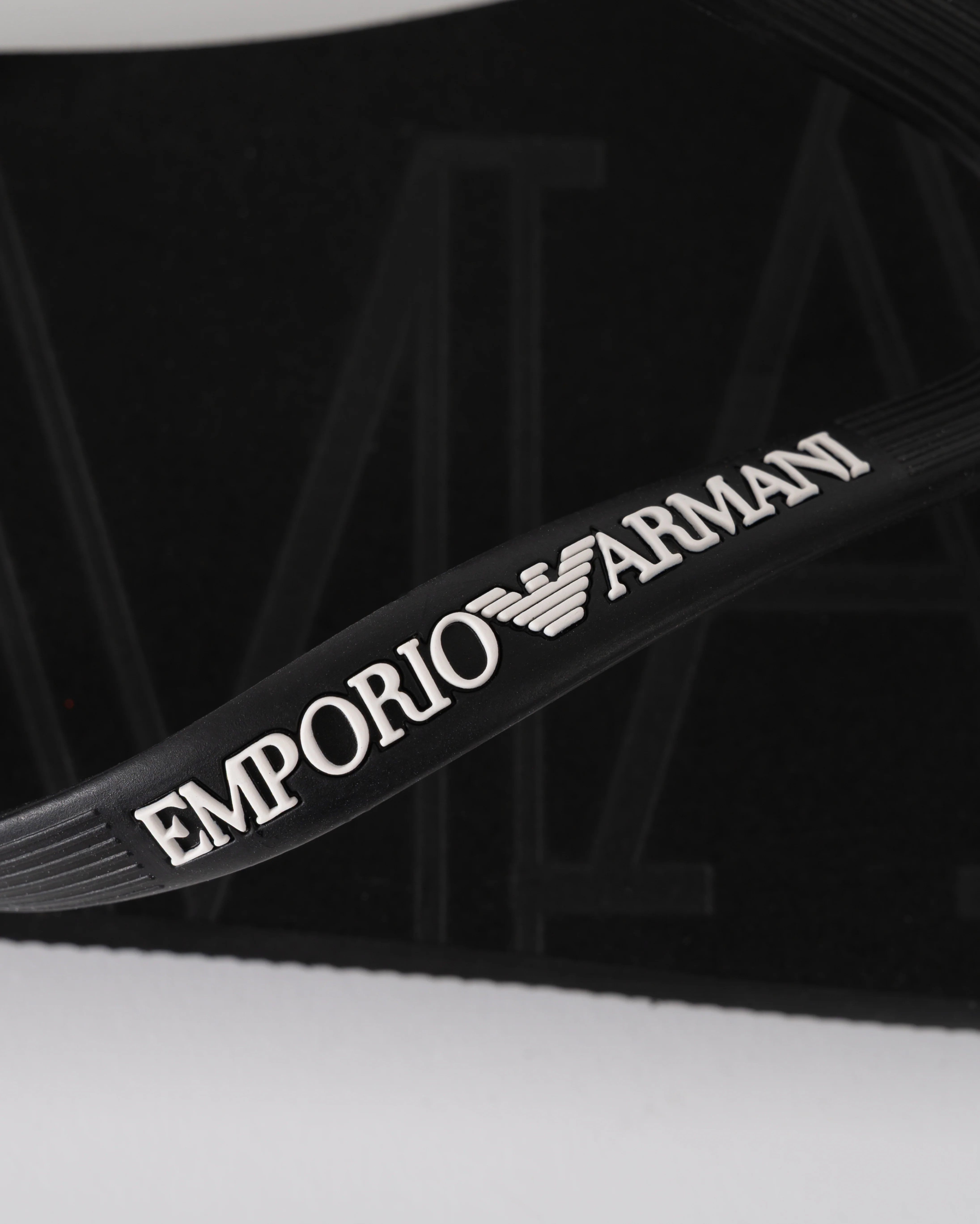 Emporio Armani Mens Flip Flops with Logo Strap - Black/White - Image 2