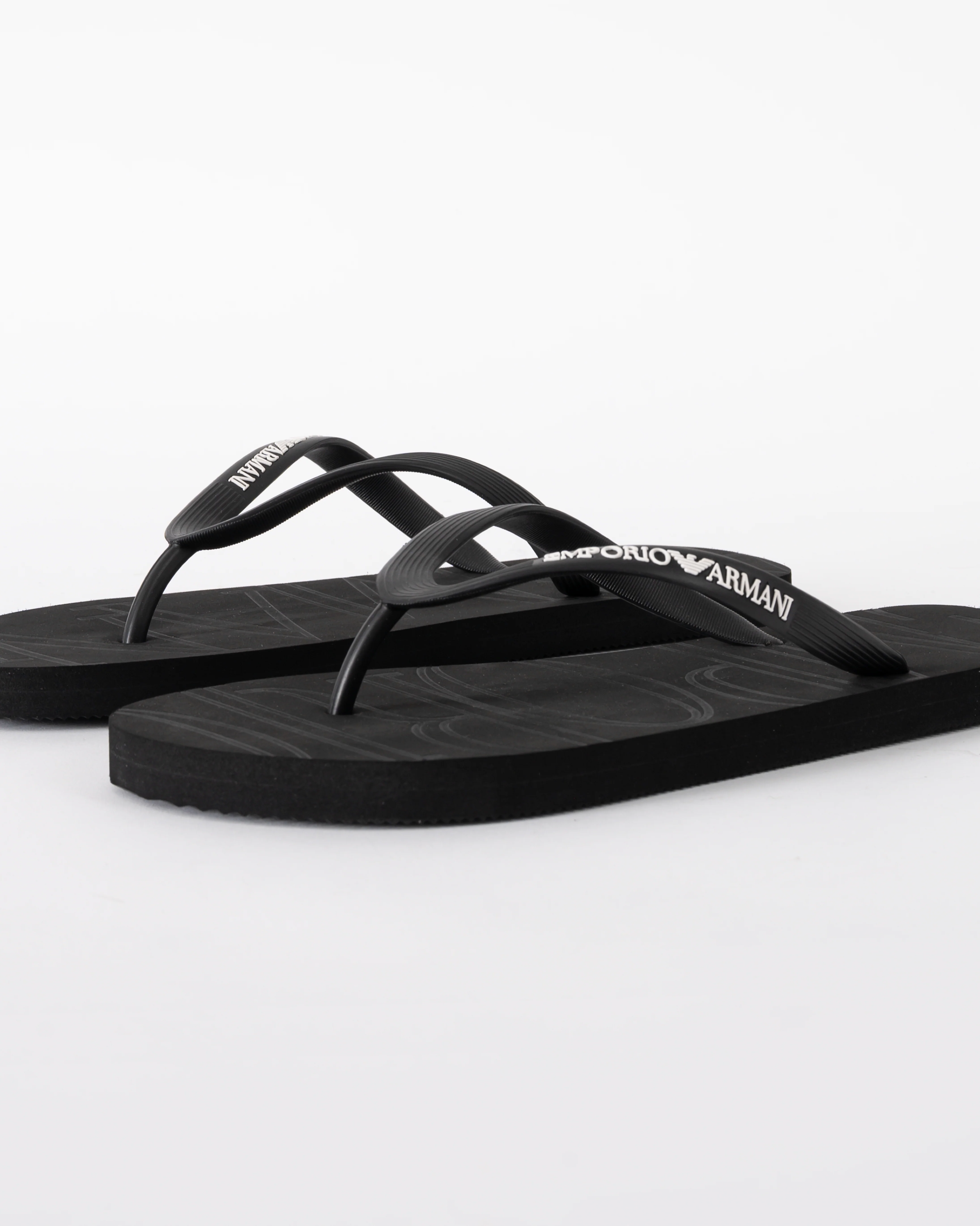 Emporio Armani Mens Flip Flops with Logo Strap - Black/White - Image 3