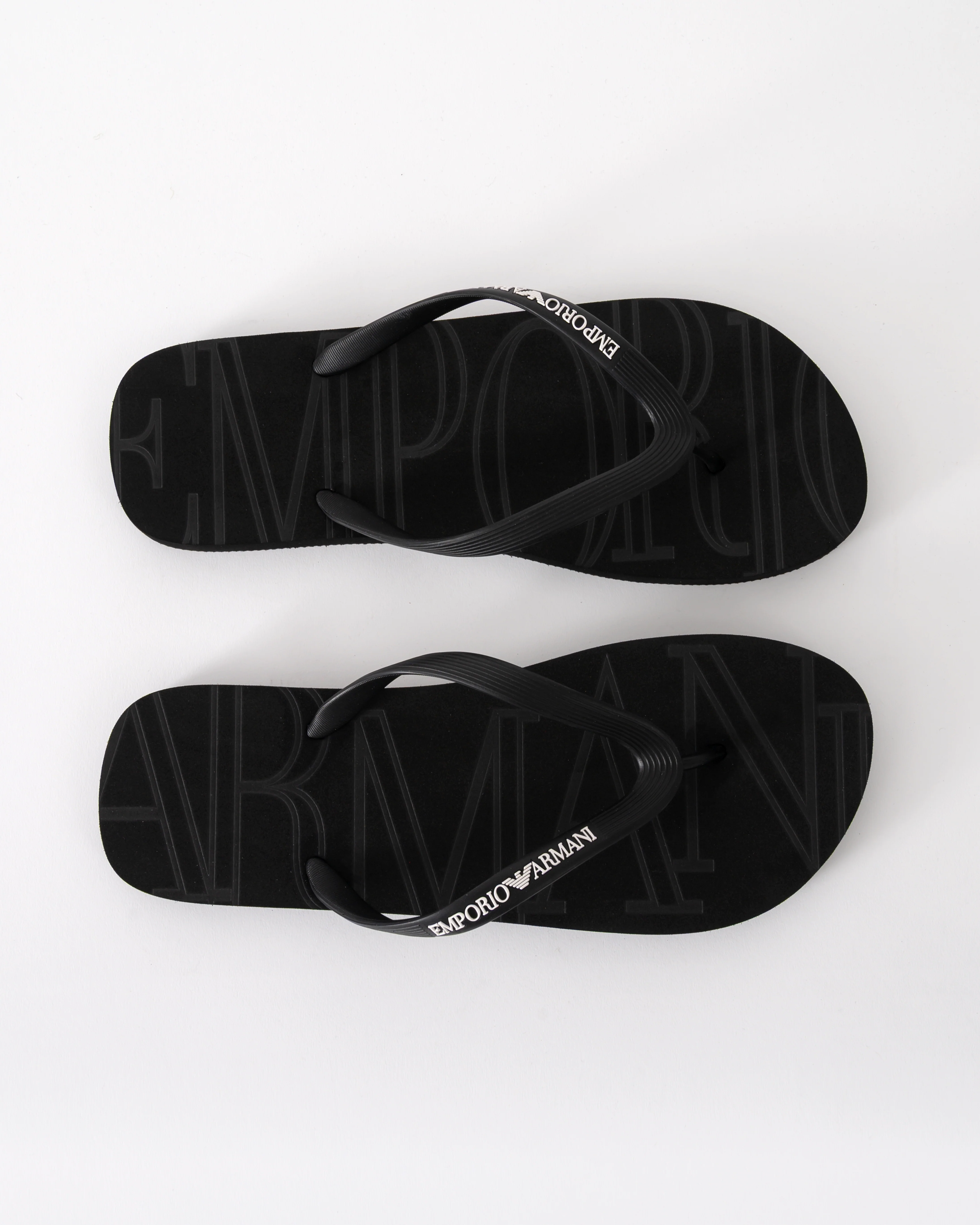 Emporio Armani Mens Flip Flops with Logo Strap - Black/White - Image 4