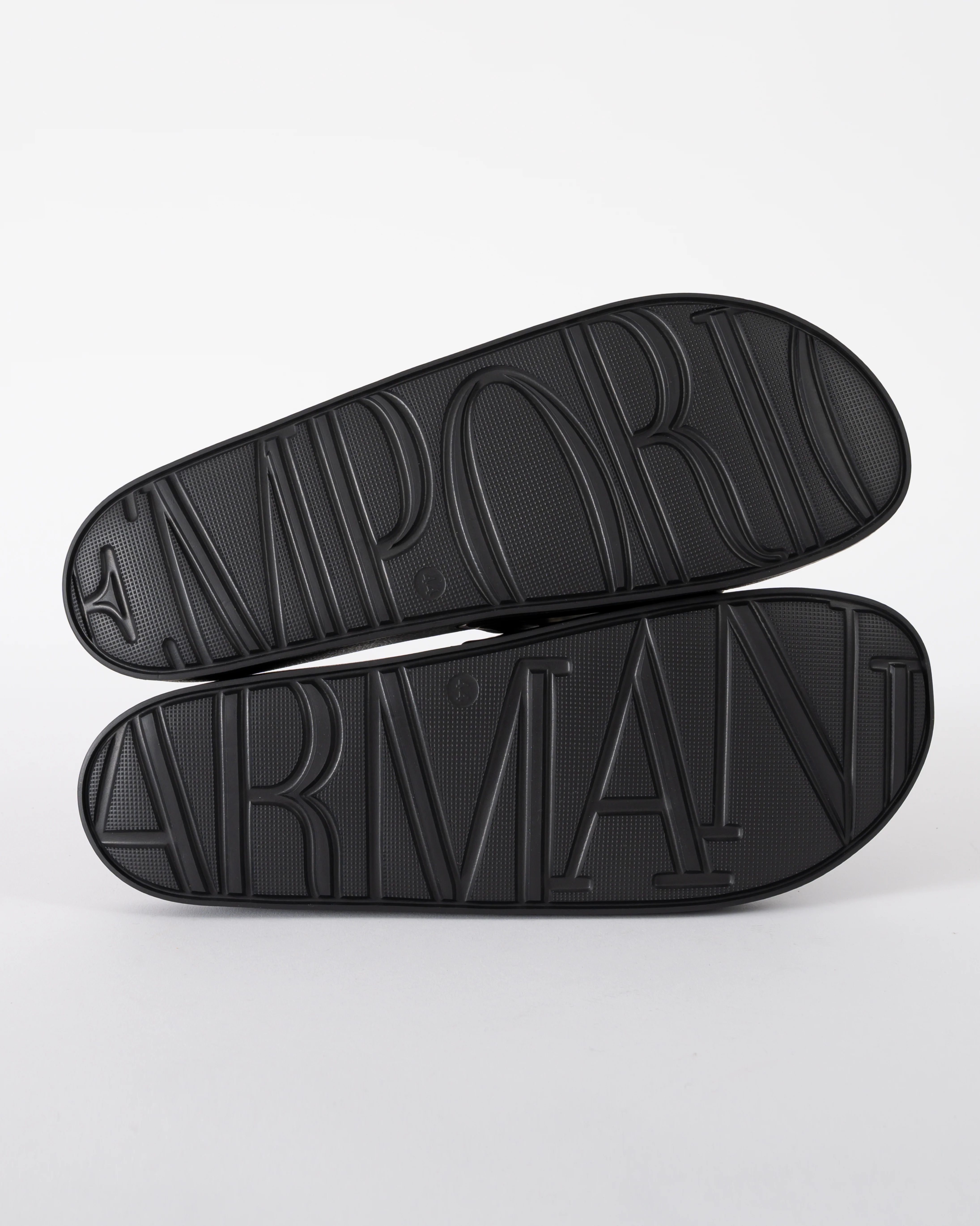 Emporio Armani Mens PVC Pool Slides with Eagle Logo - Black/Whisper White - Image 6