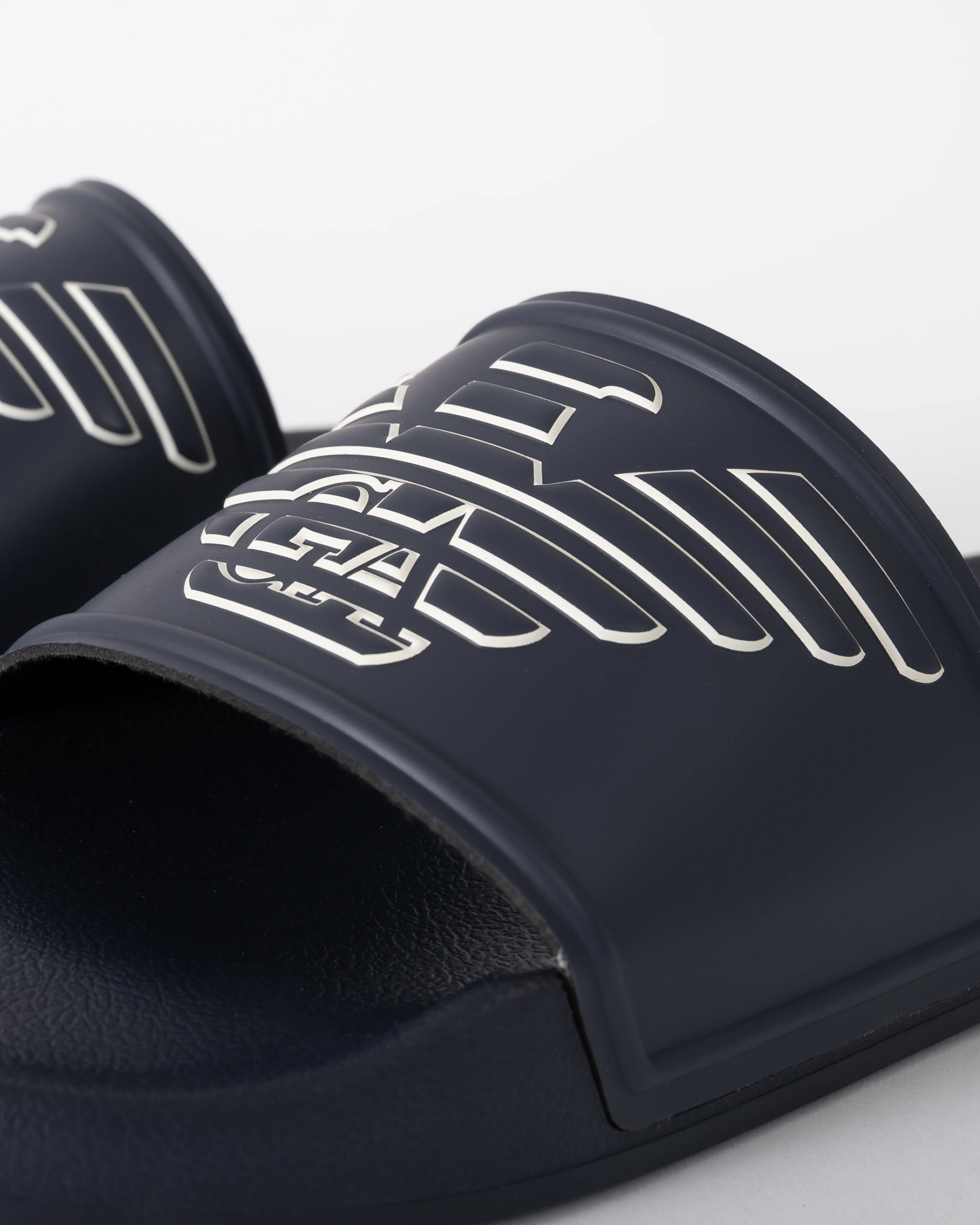 Emporio Armani Mens PVC Pool Slides with Eagle Logo - Blue/Whisper White - Image 2