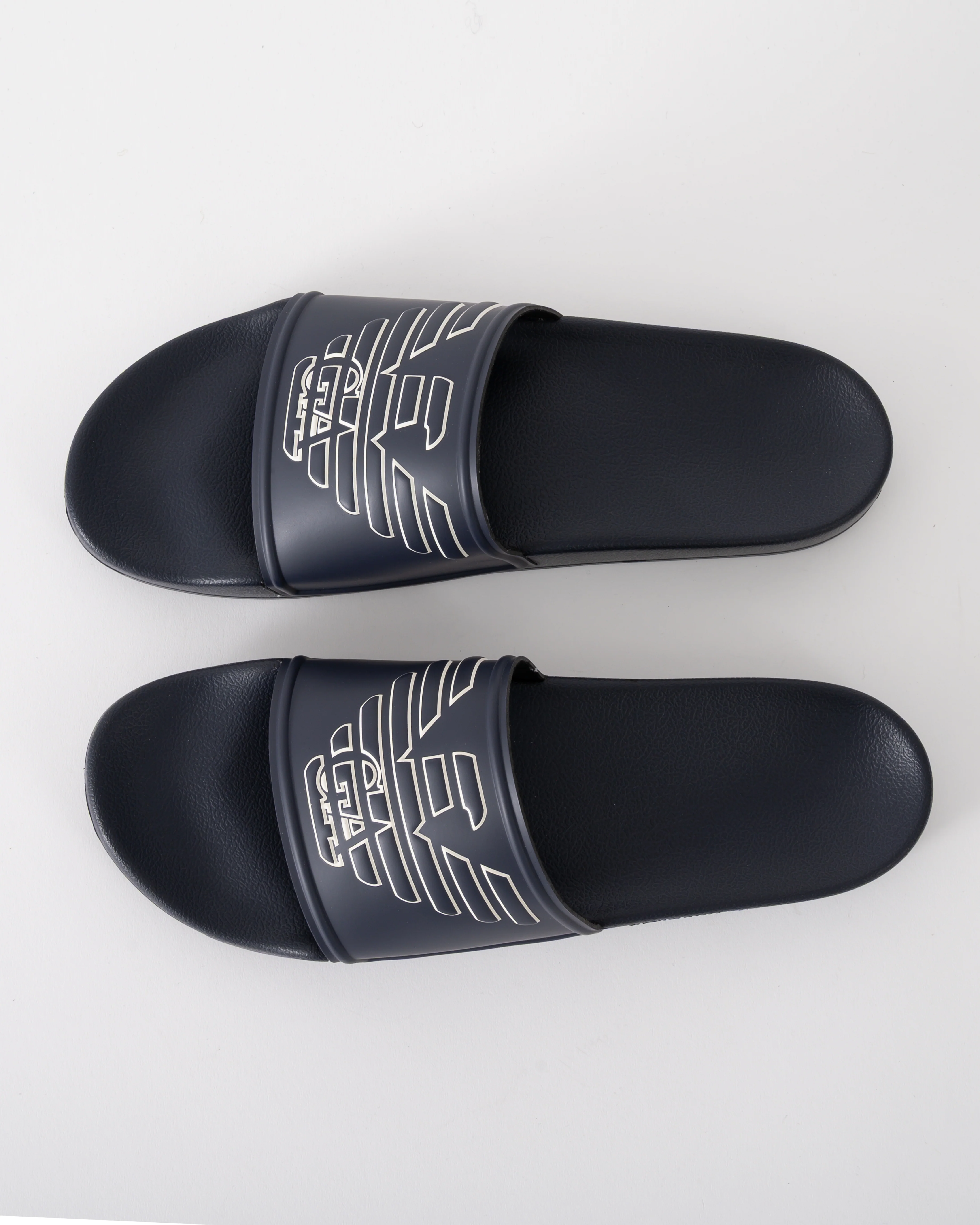 Emporio Armani Mens PVC Pool Slides with Eagle Logo - Blue/Whisper White - Image 3
