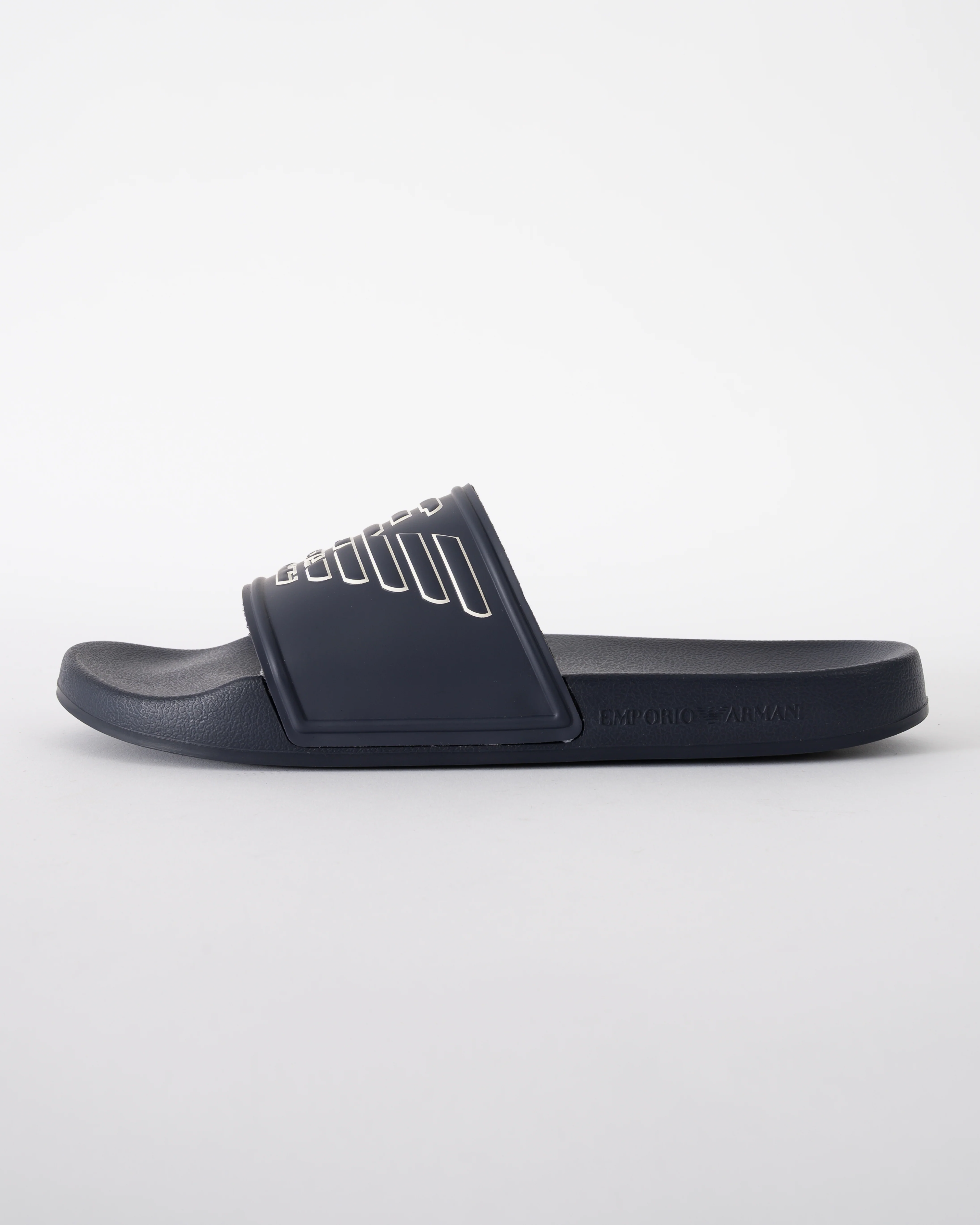 Emporio Armani Mens PVC Pool Slides with Eagle Logo - Blue/Whisper White - Image 4