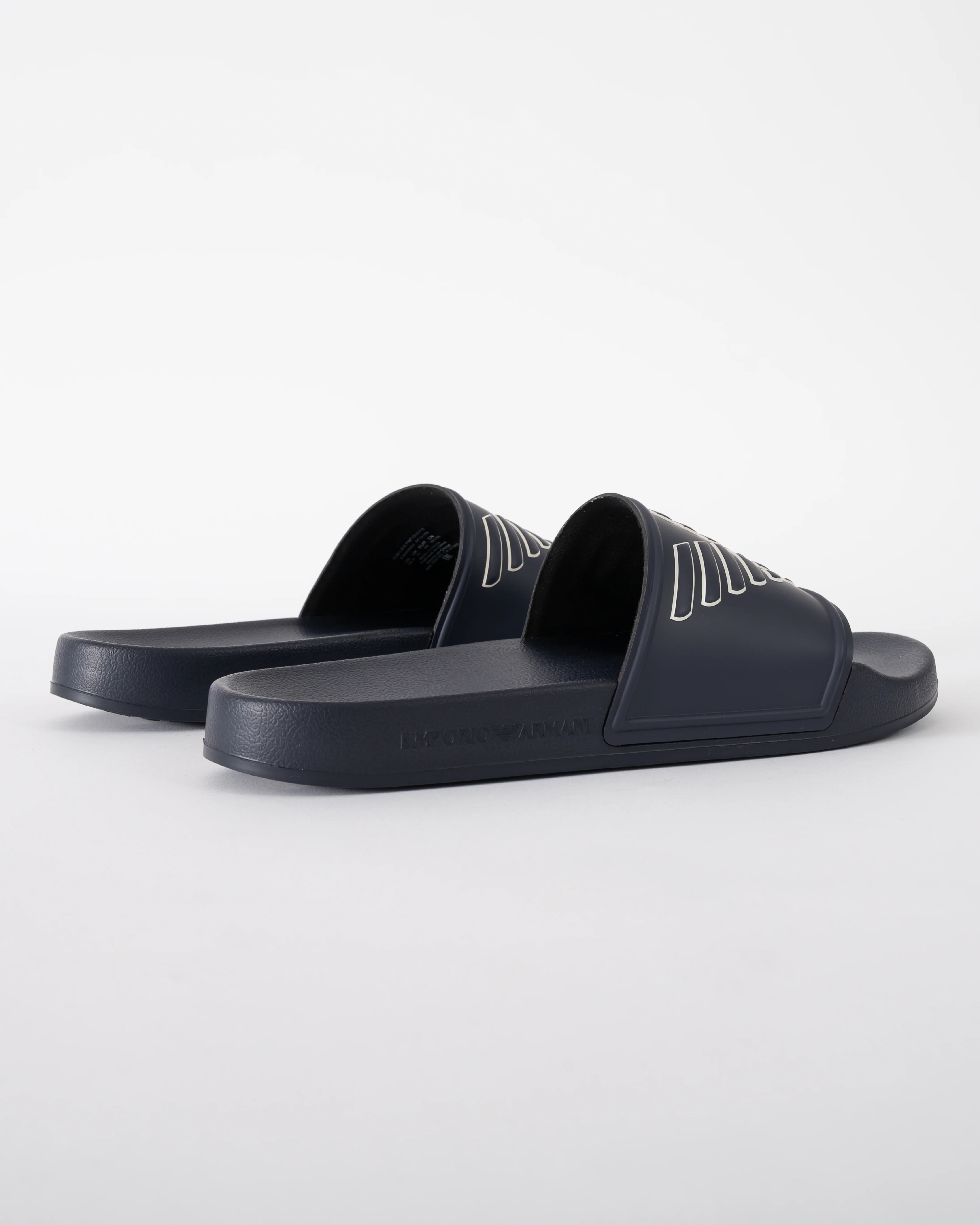 Emporio Armani Mens PVC Pool Slides with Eagle Logo - Blue/Whisper White - Image 5