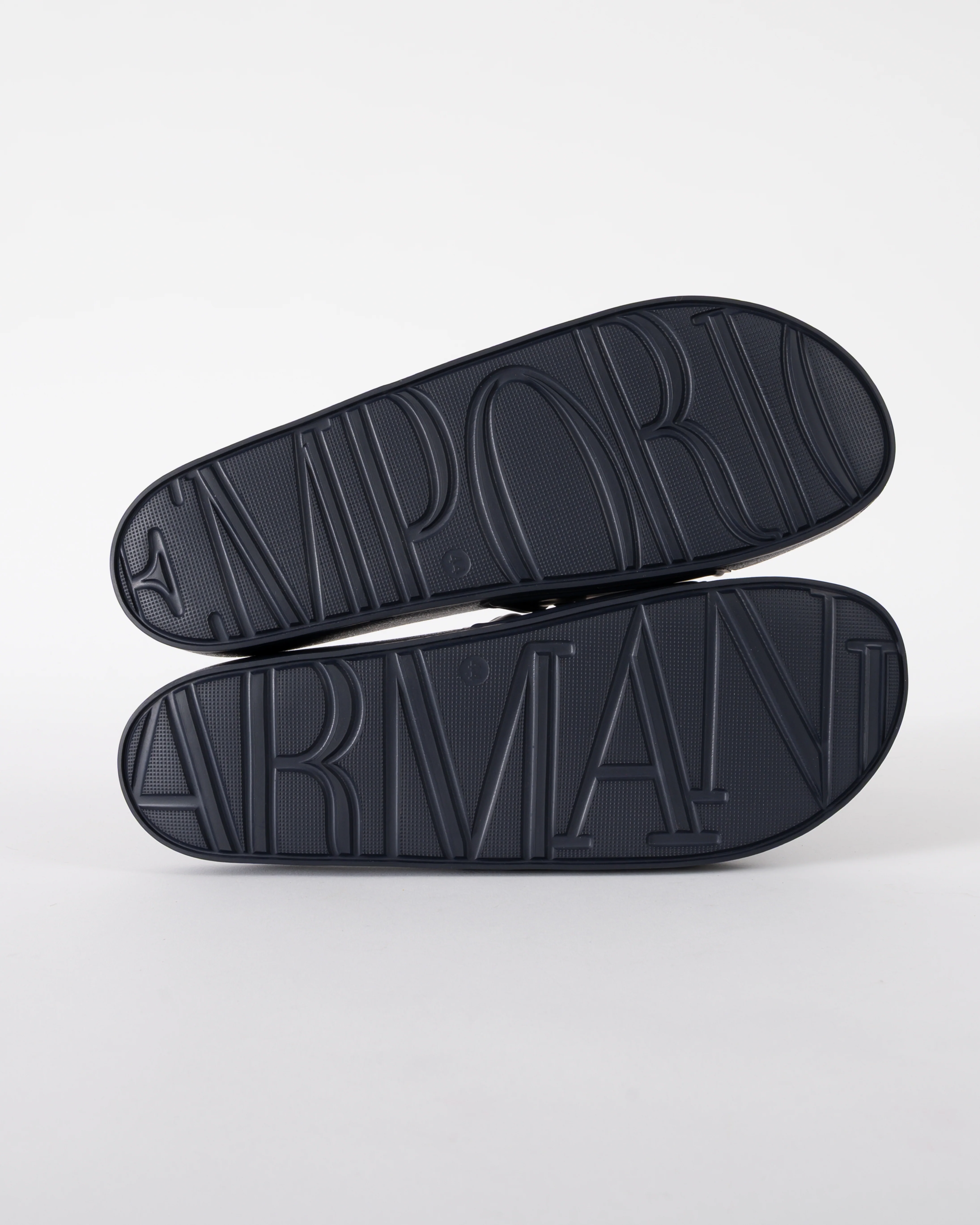 Emporio Armani Mens PVC Pool Slides with Eagle Logo - Blue/Whisper White - Image 6